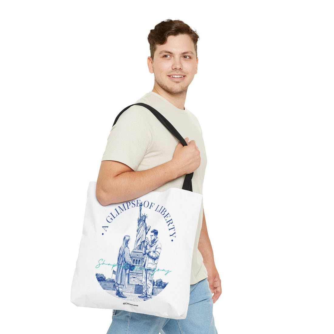 A Glimpse Of Liberty Travel Tote Bag | Statue of Liberty New York Canvas Tote Bag