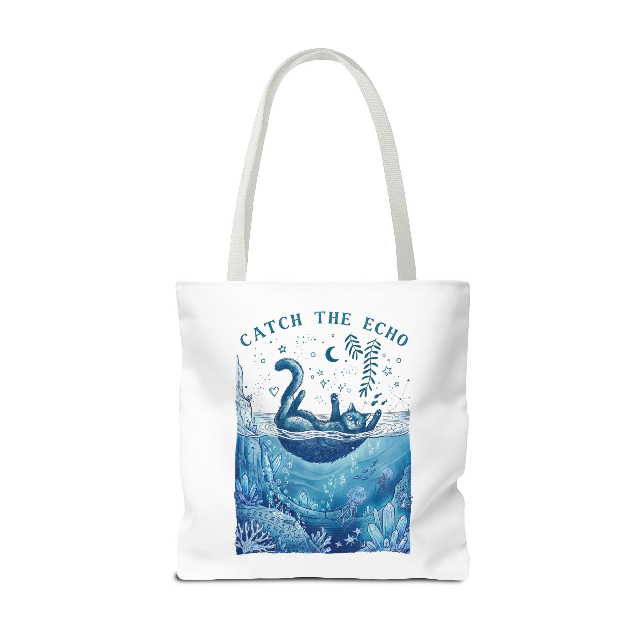 Cat Ocean Adventure Tote Bag | Vintage Underwater Graphic Canvas Bag