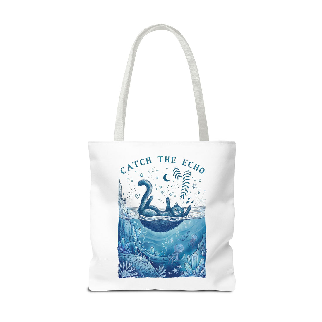 Cat Ocean Adventure Tote Bag | Vintage Underwater Graphic Canvas Bag