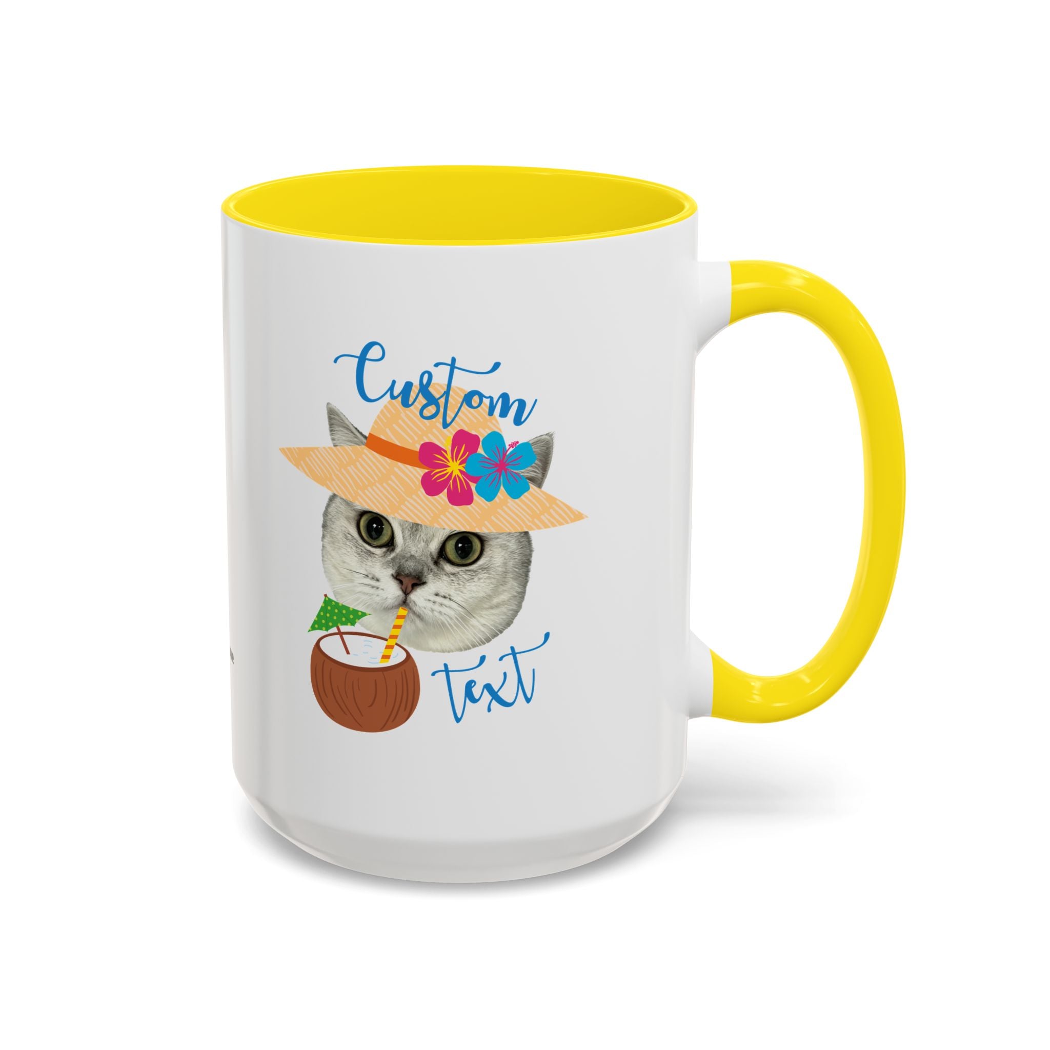 Personalized Summer Cat Mug | Custom Pet Portrait Coffee Cup