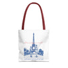 Paris Travel Tote Bag | Vintage Eiffel Tower Couple Canvas Bag