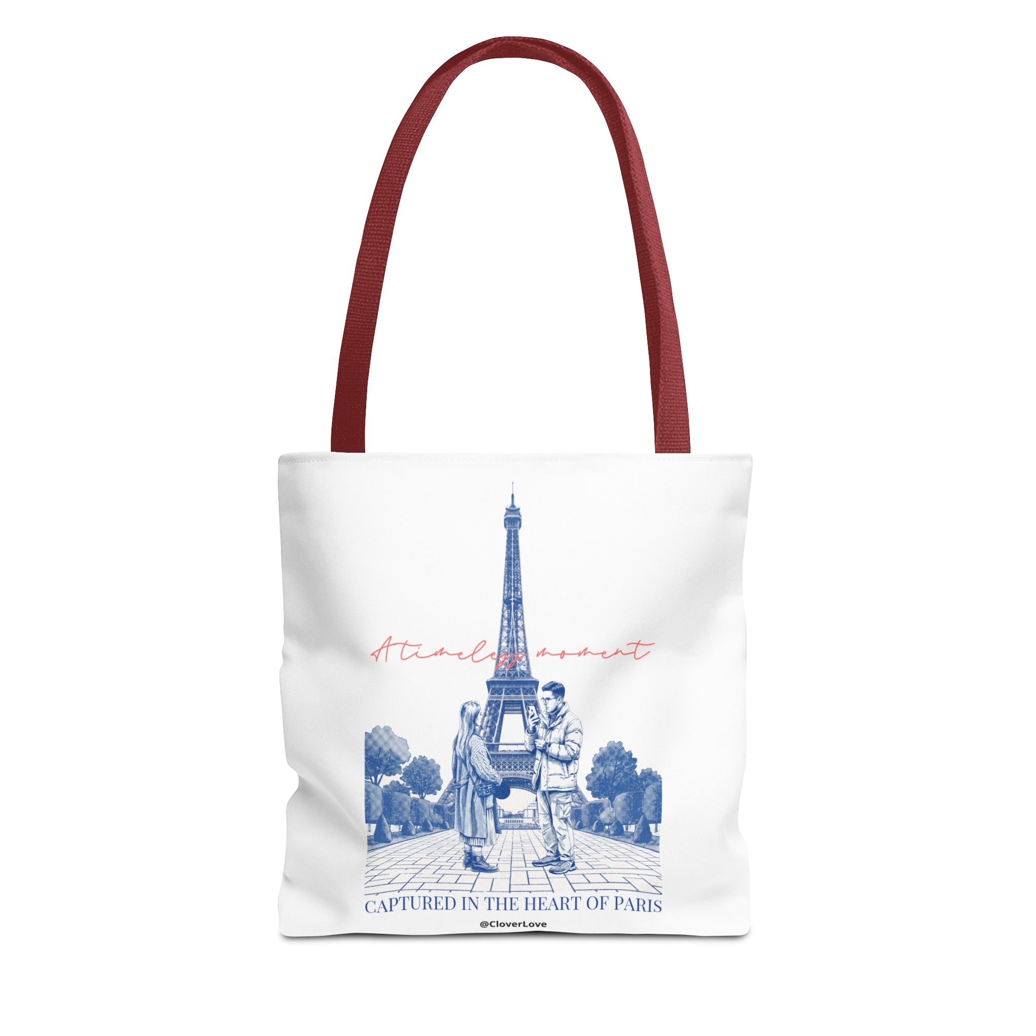Paris Travel Tote Bag | Vintage Eiffel Tower Couple Canvas Bag