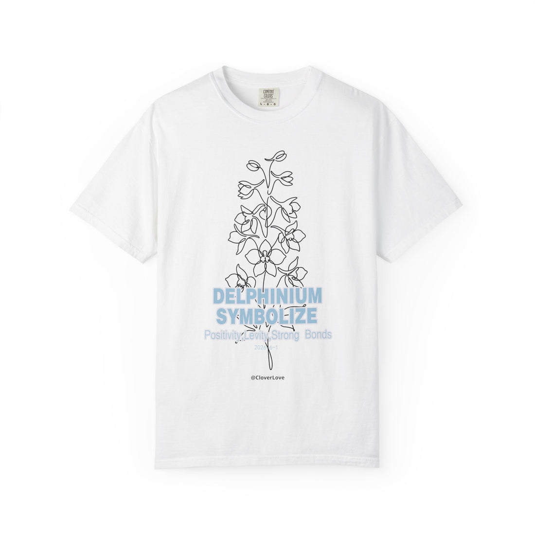 Delphinium Flower T-Shirt - Botanical Graphic Shirt for Flower Lovers
