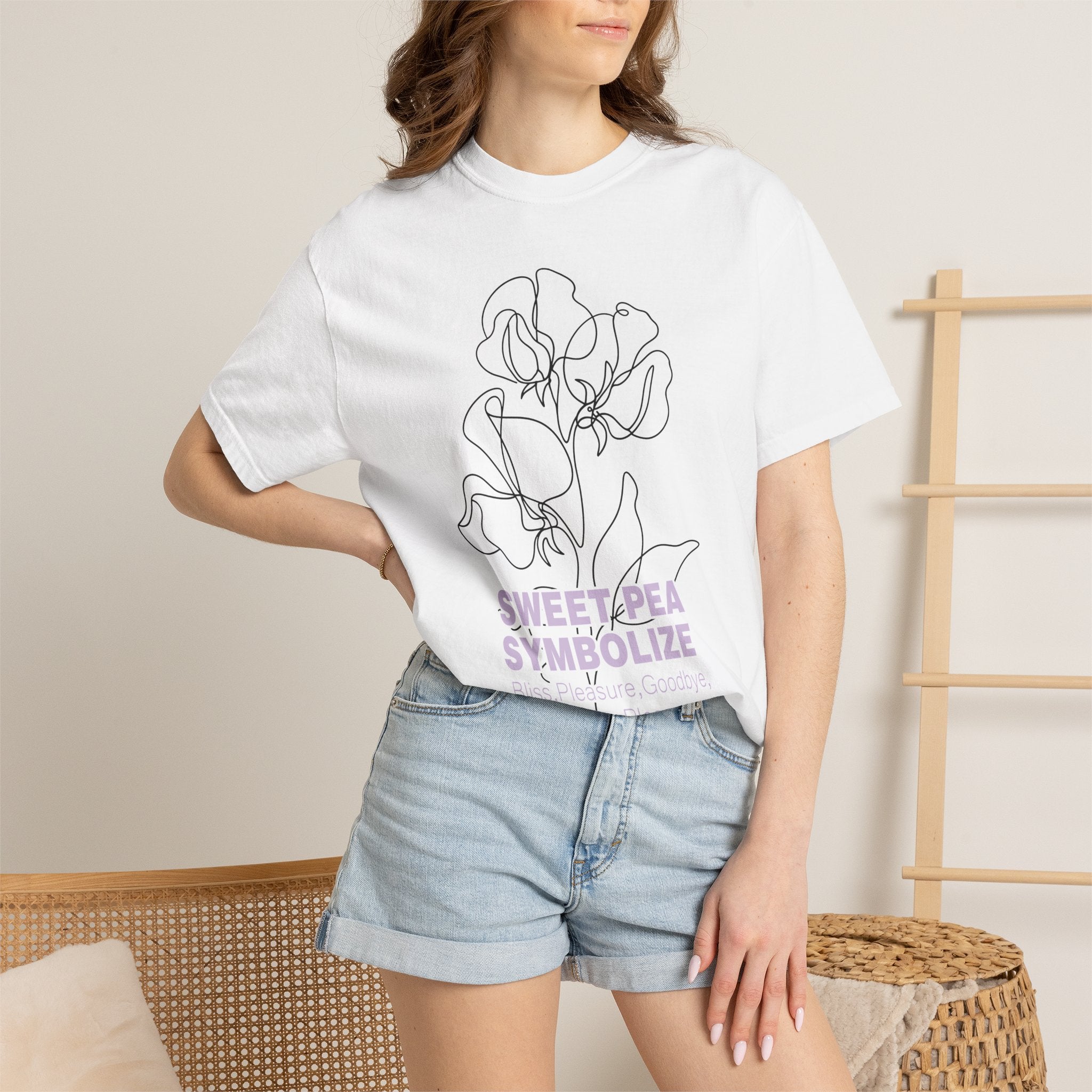 Sweet Pea Flower T-Shirt - Botanical Graphic Shirt for Flower Lovers