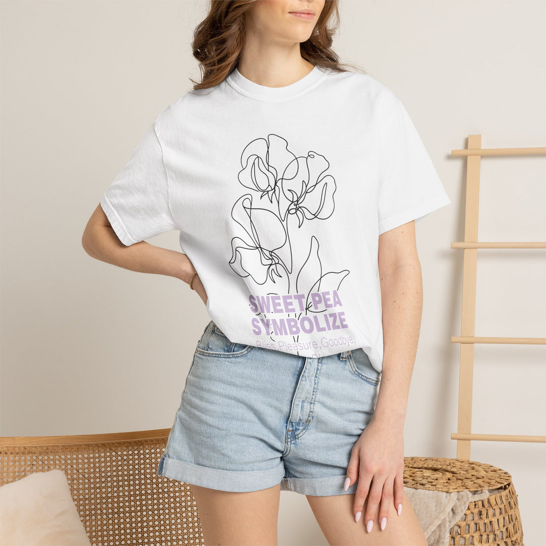 Sweet Pea Flower T-Shirt - Botanical Graphic Shirt for Flower Lovers