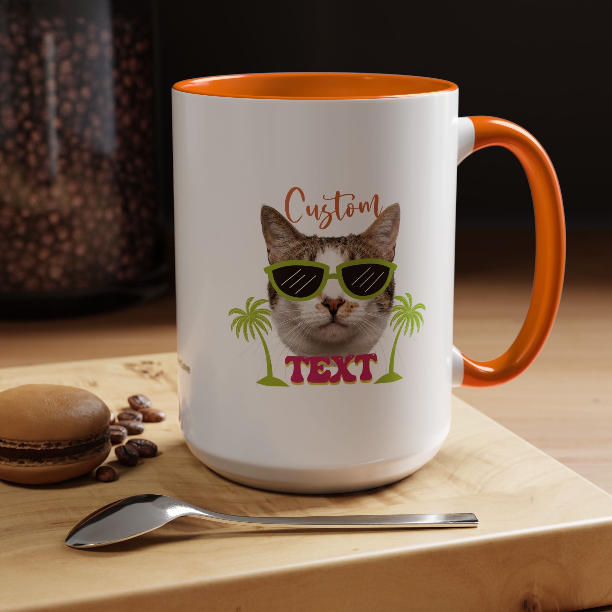 Cool Cat Summer Mug | Personalized Cat Photo Coffee Cup With Custom Text