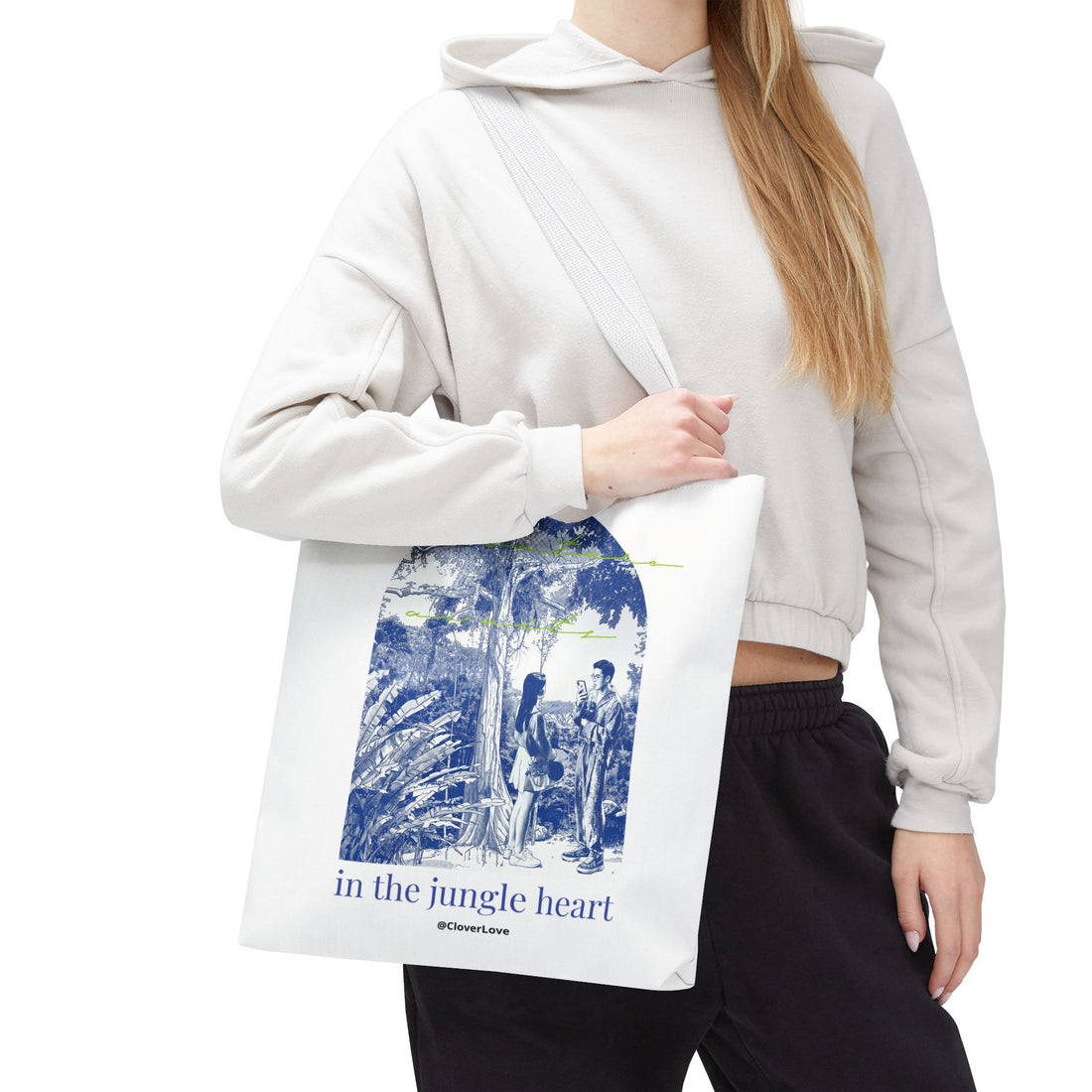 In The Jungle Heart Travel Tote Bag | Vintage Jungle Adventure Canvas Tote Bag