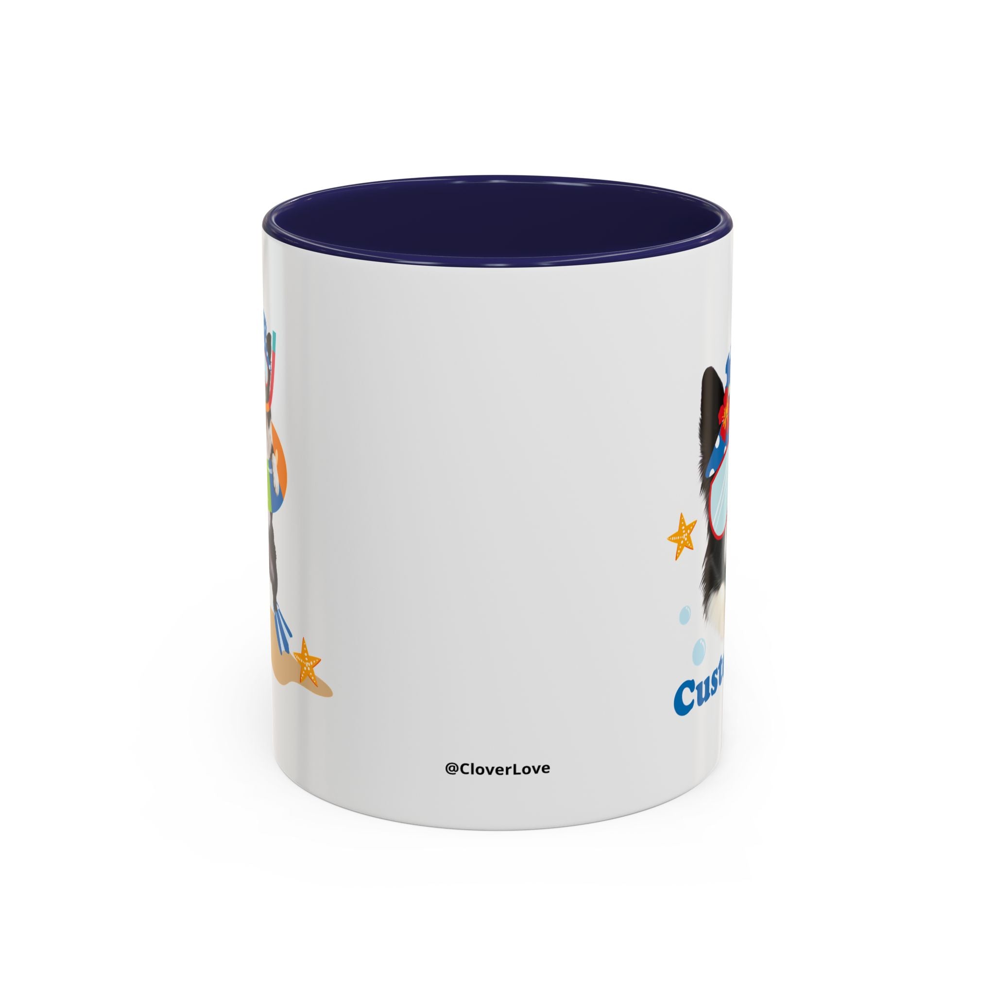 Sommer Tauchhund Tasse | Personalisierte Hundefoto Kaffeetasse mit individuellem Text