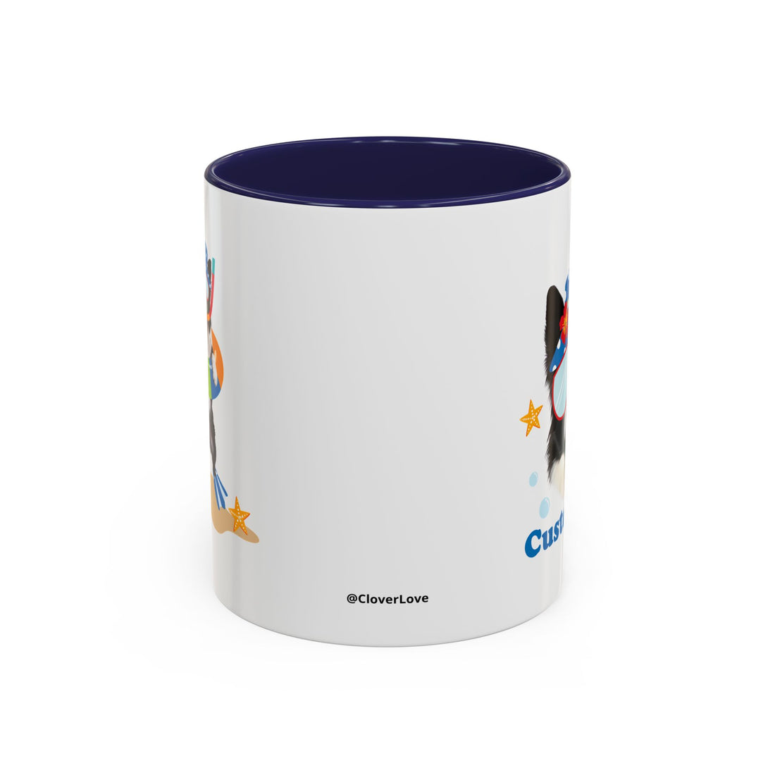 Sommer Tauchhund Tasse | Personalisierte Hundefoto Kaffeetasse mit individuellem Text
