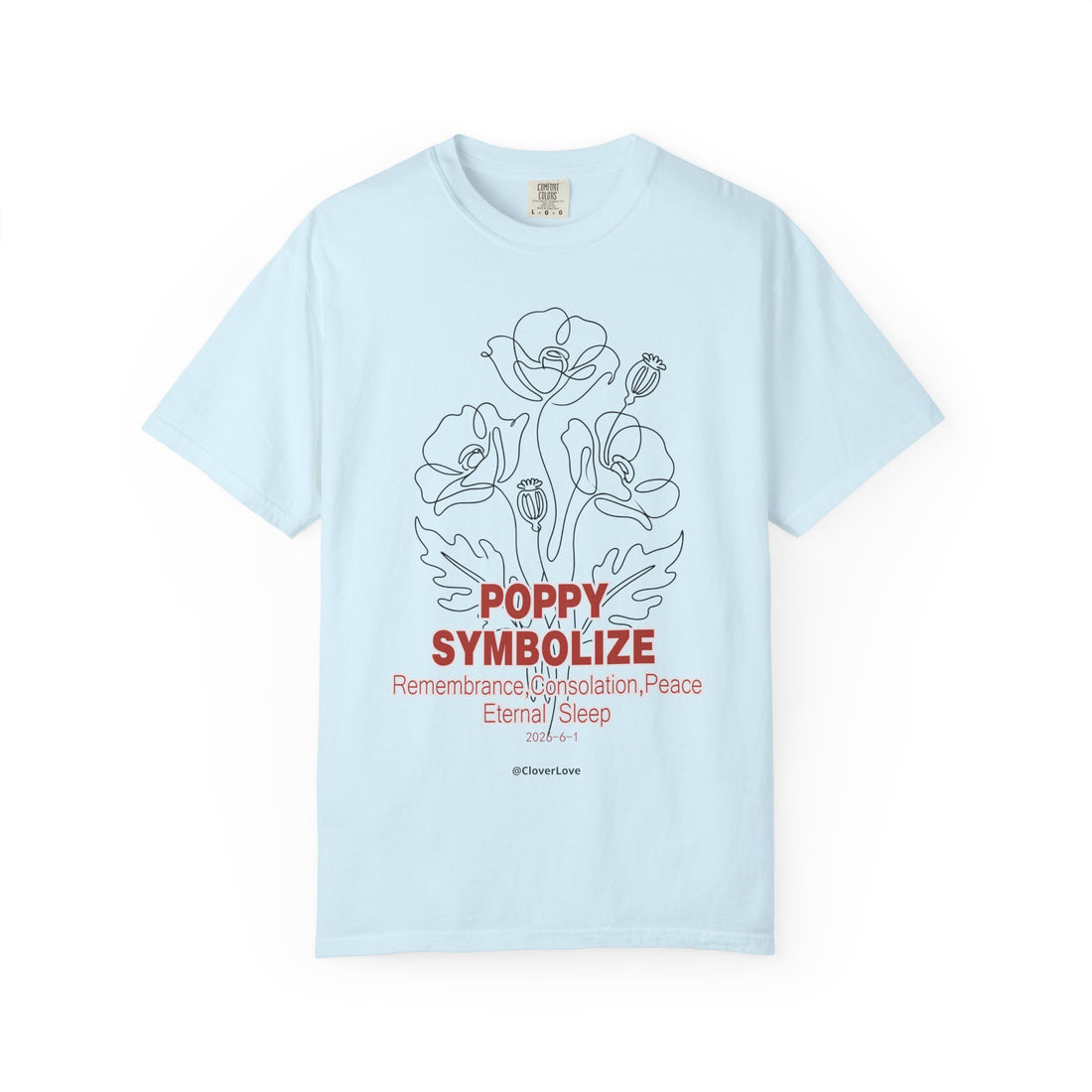 Poppy Flower T-Shirt - Memorial Botanical Graphic Shirt for Flower Lovers