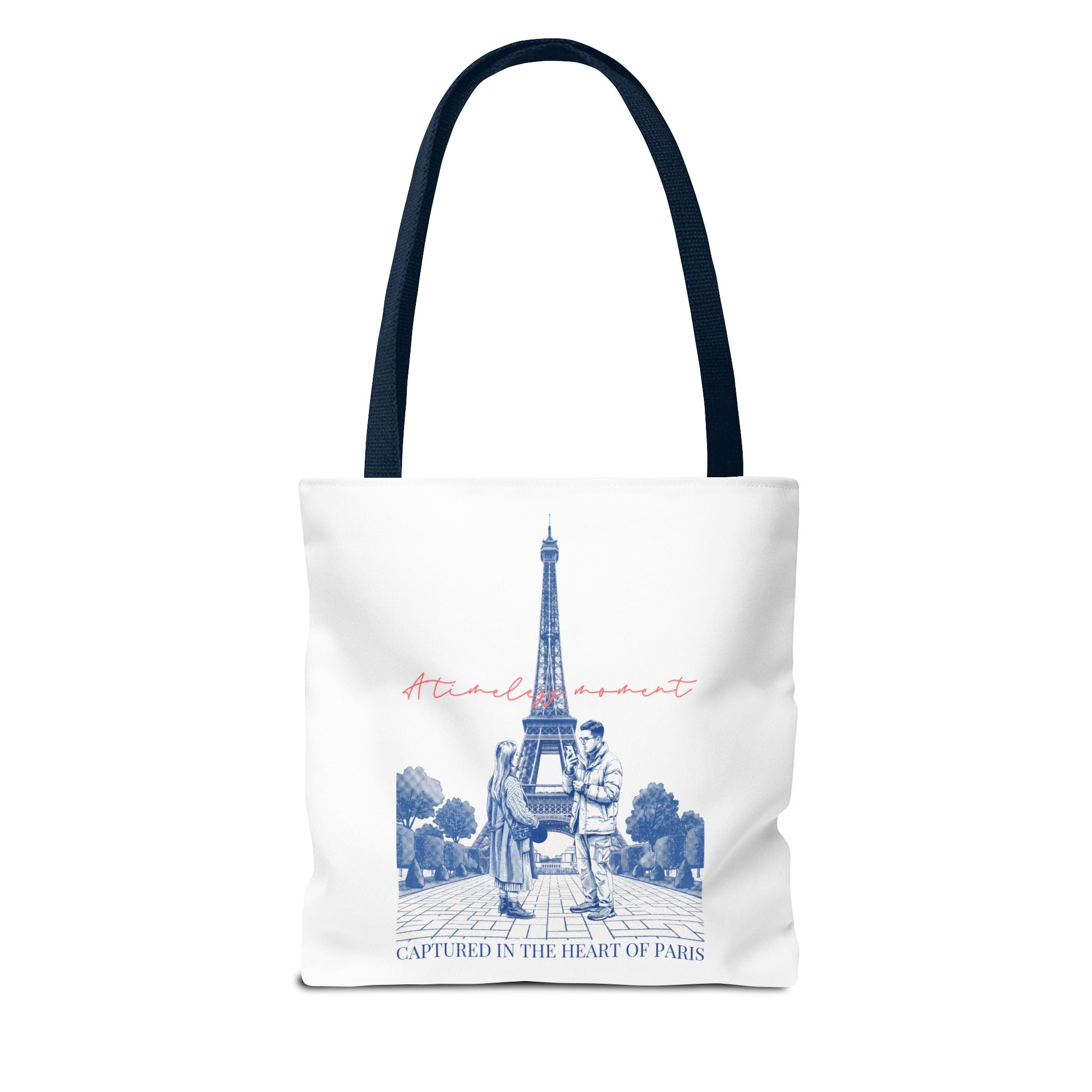 Paris Travel Tote Bag | Vintage Eiffel Tower Couple Canvas Bag