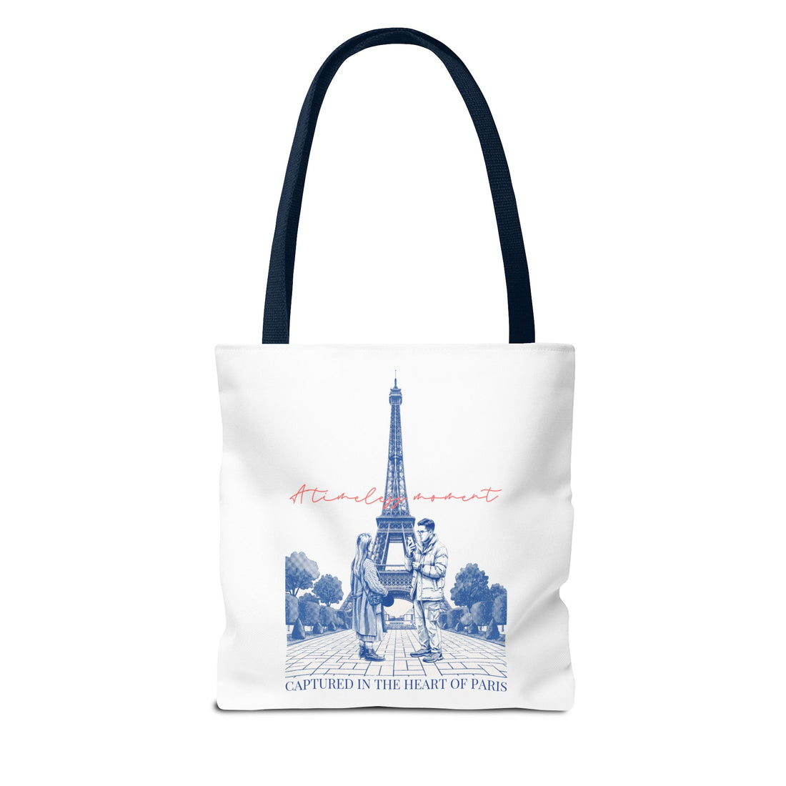 Paris Travel Tote Bag | Vintage Eiffel Tower Couple Canvas Bag