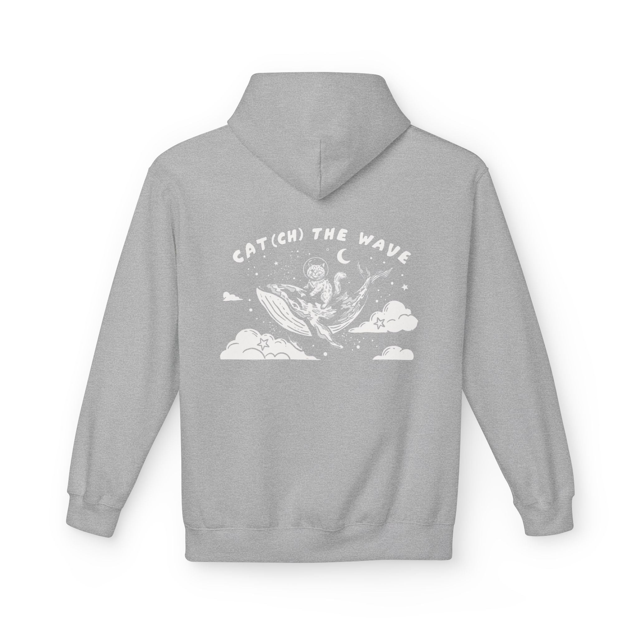 Cat & Whale Adventure Hoodie | Vintage Ocean Graphic Sweatshirt