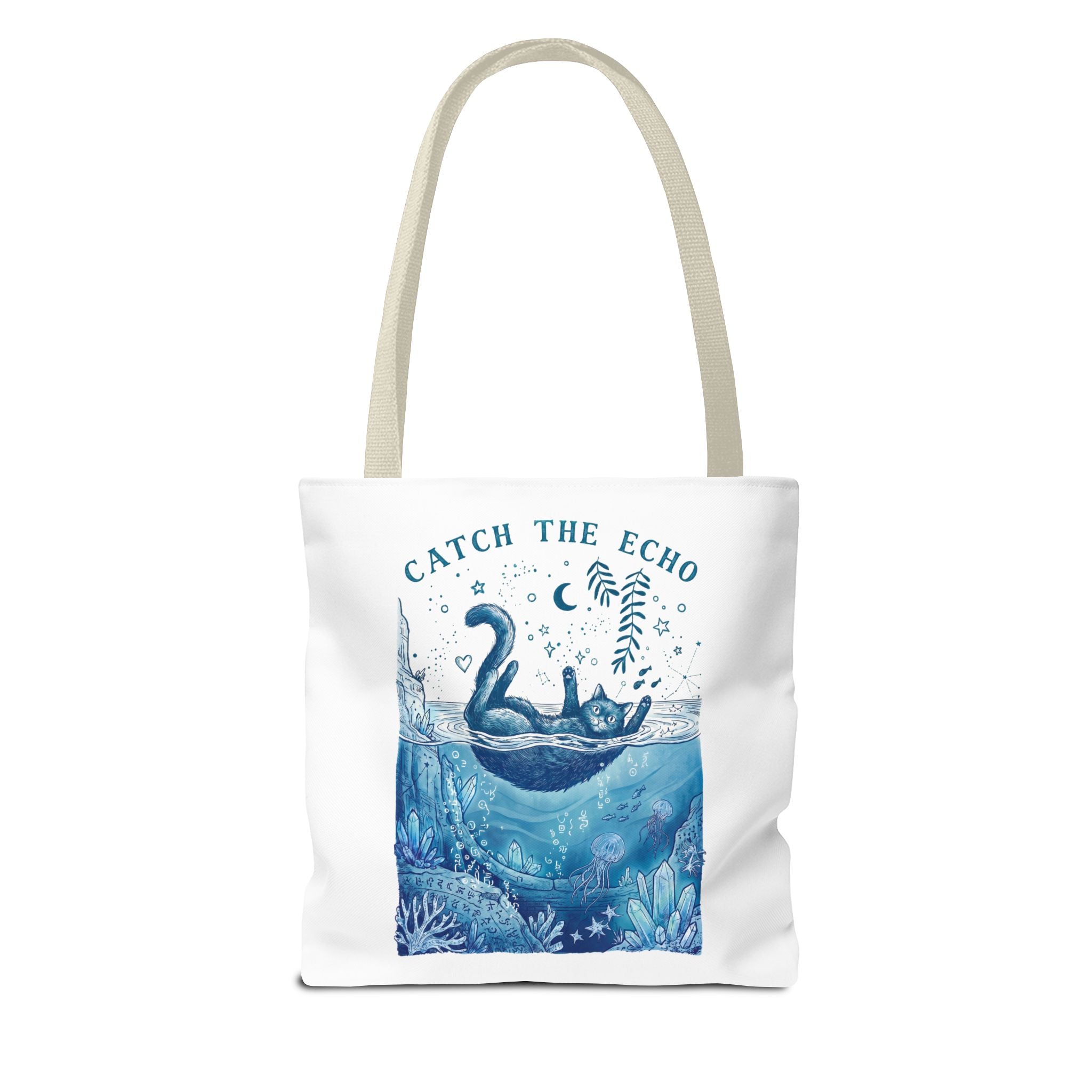 Cat Ocean Adventure Tote Bag | Vintage Underwater Graphic Canvas Bag
