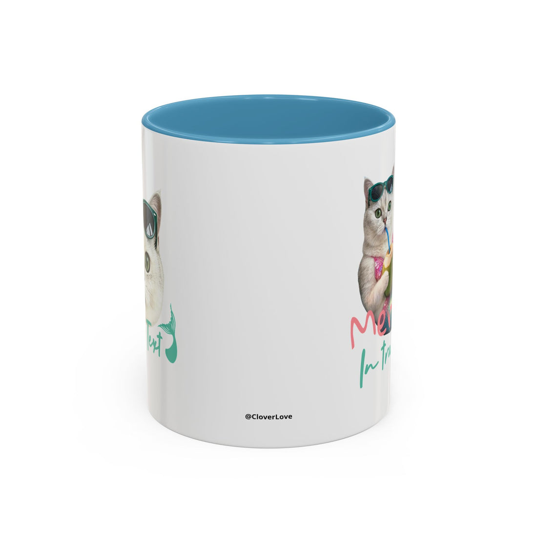 Meerjungfrauenkatze Sommer Tasse | Personalisierte Katzenkaffeetasse mit individuellem Text