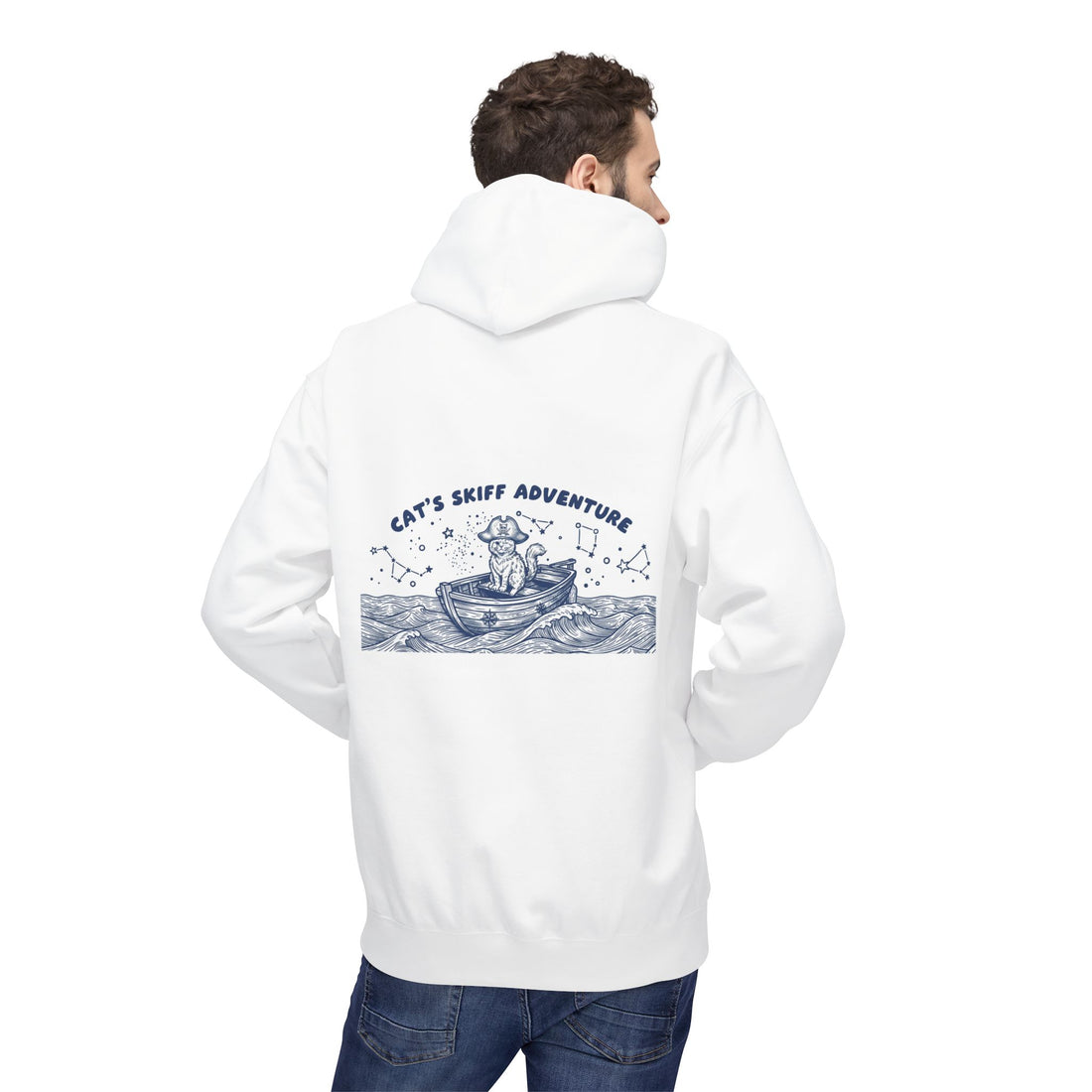 Cat's Skiff Adventure Hoodie | Vintage Ocean Nautical Graphic Sweatshirt