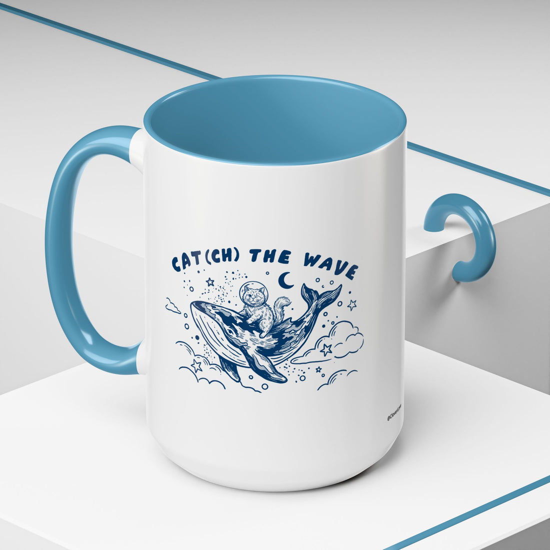 Cat's Wave Adventure Mug - Cute Cat Whale Ocean Coffee Cup