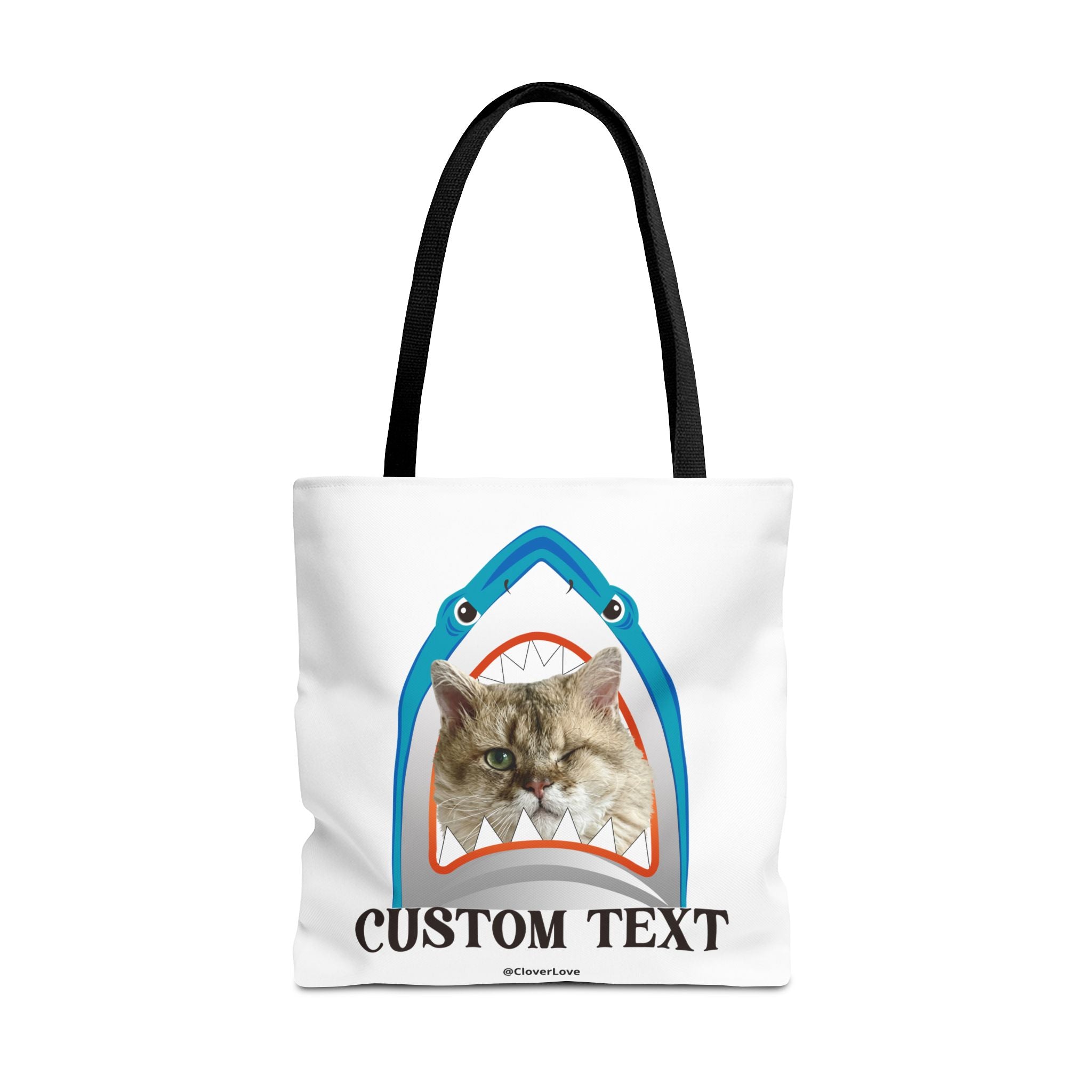 Funny Cat Tote Bag | Custom Pet Photo Shark Summer Bag
