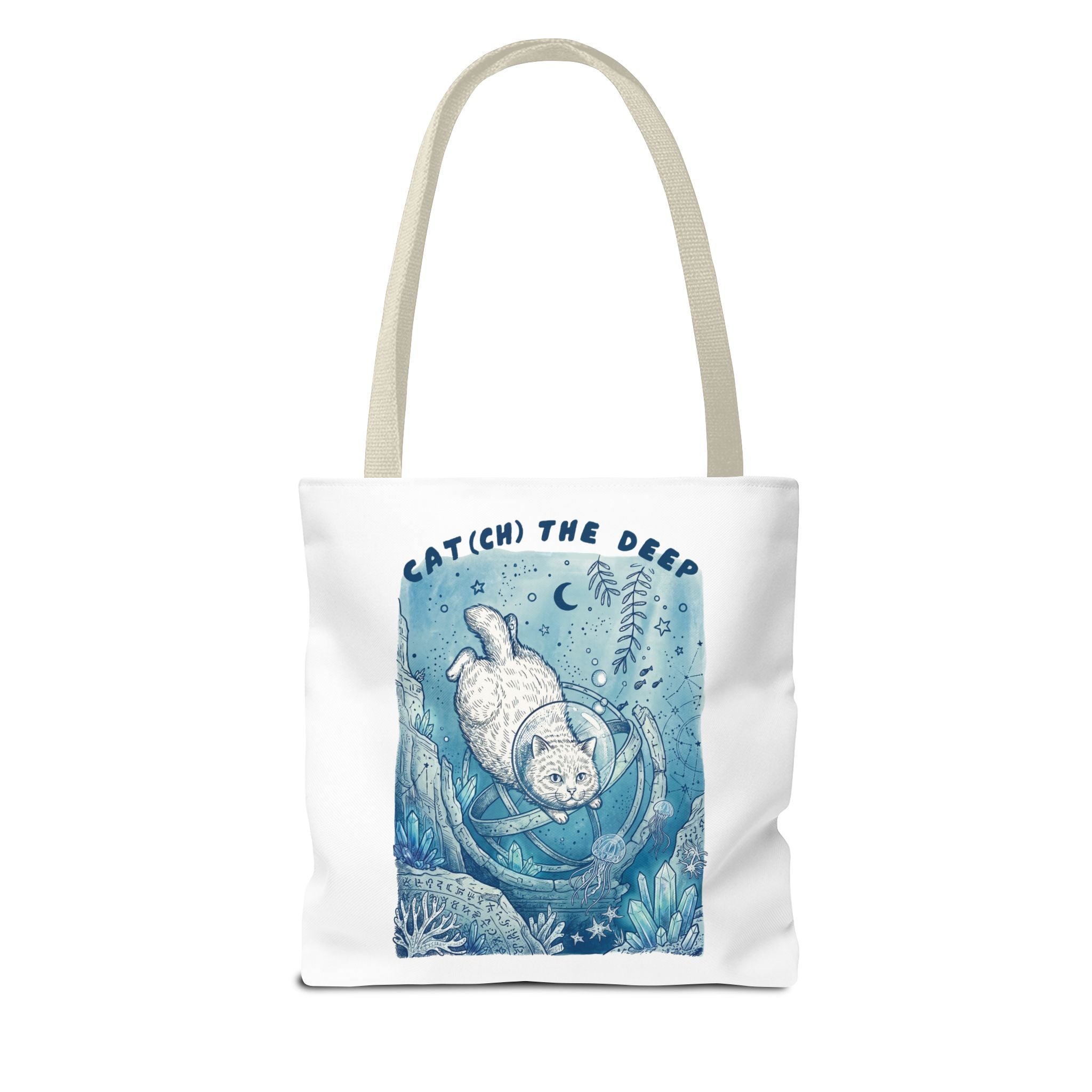 Cat Deep Sea Adventure Tote Bag | Vintage Ocean Explorer Canvas Bag