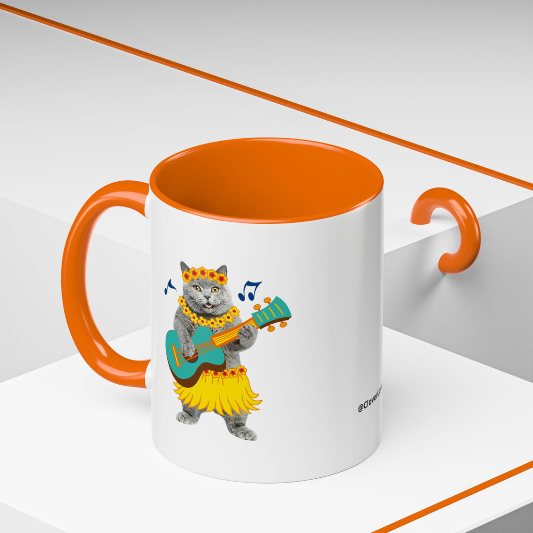 Tropical Summer Cat Mug | Personalized Pet Photo Coffee Cup With Custom Text
