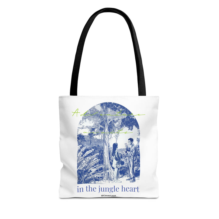In The Jungle Heart Travel Tote Bag | Vintage Jungle Adventure Canvas Tote Bag