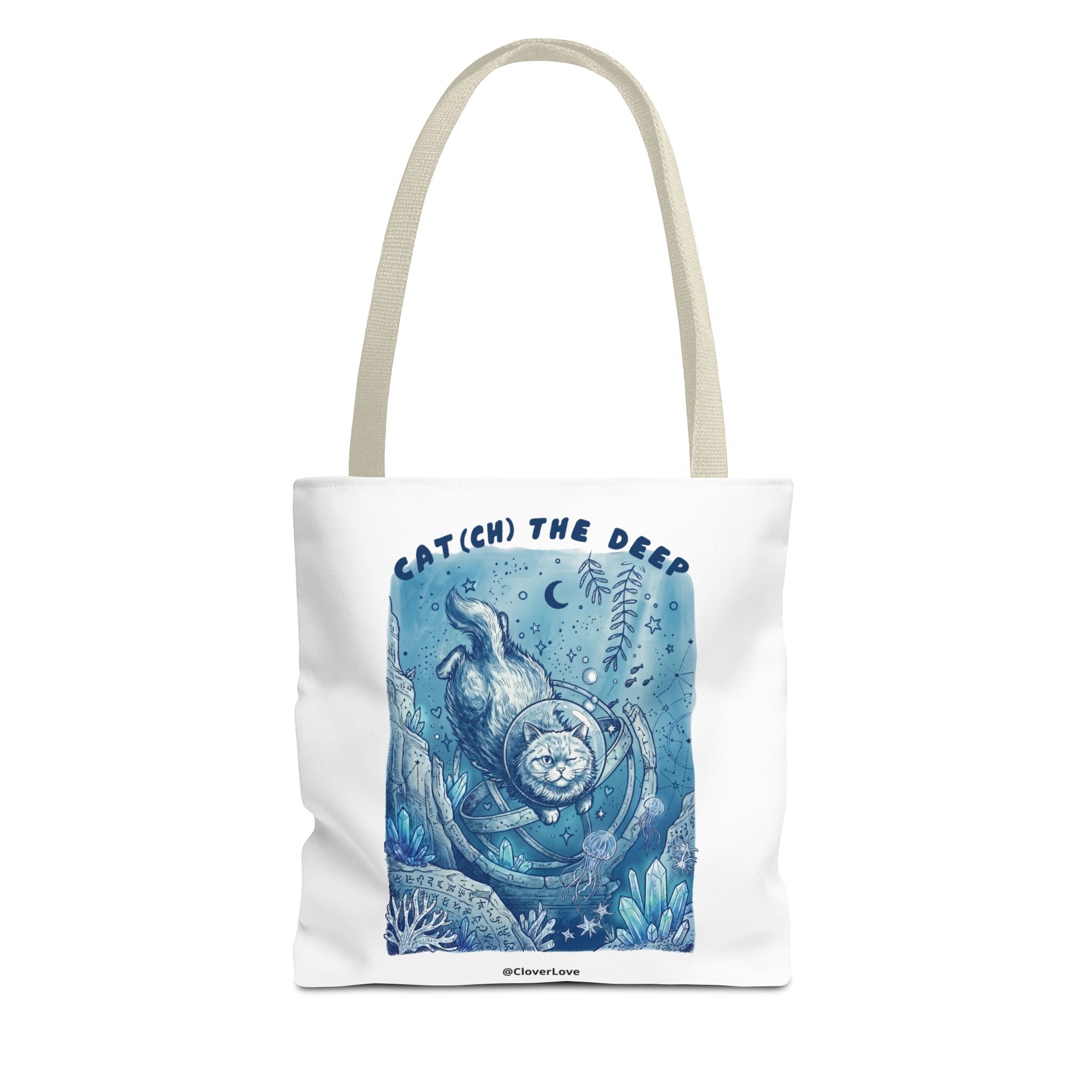Cat Deep Sea Adventure Tote Bag | Vintage Ocean Explorer Canvas Bag
