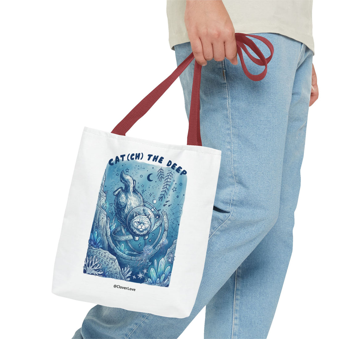 Cat Deep Sea Adventure Tote Bag | Vintage Ocean Explorer Canvas Bag