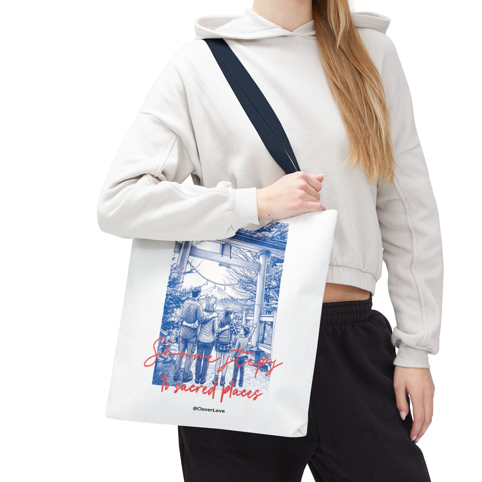 Japan Travel Tote Bag | Vintage Torii Gate Fuji Mountain Canvas Bag