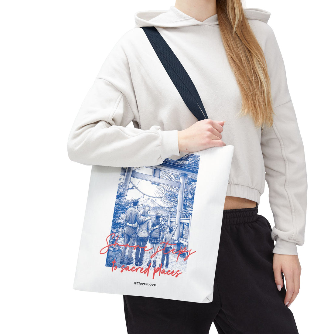 Japan Travel Tote Bag | Vintage Torii Gate Fuji Mountain Canvas Bag