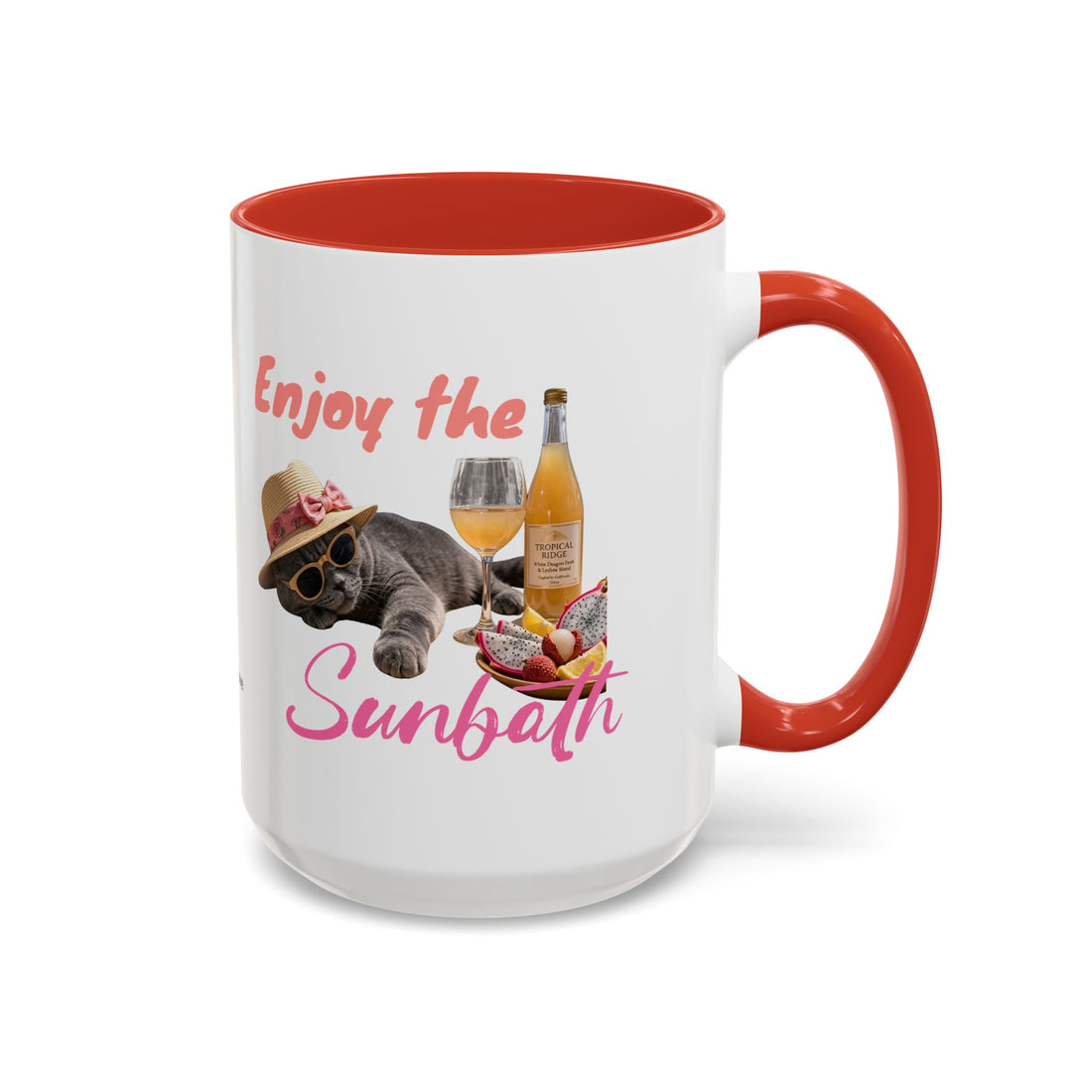 Summer Sunbathing Cat Mug | Personalized Cat Coffee Cup With Custom Text
