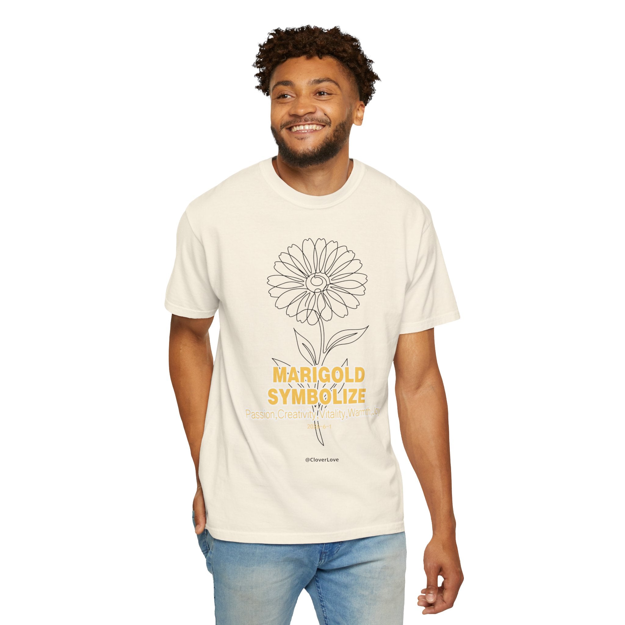 Marigold Flower T-Shirt - Botanical Graphic Shirt for Flower Lovers