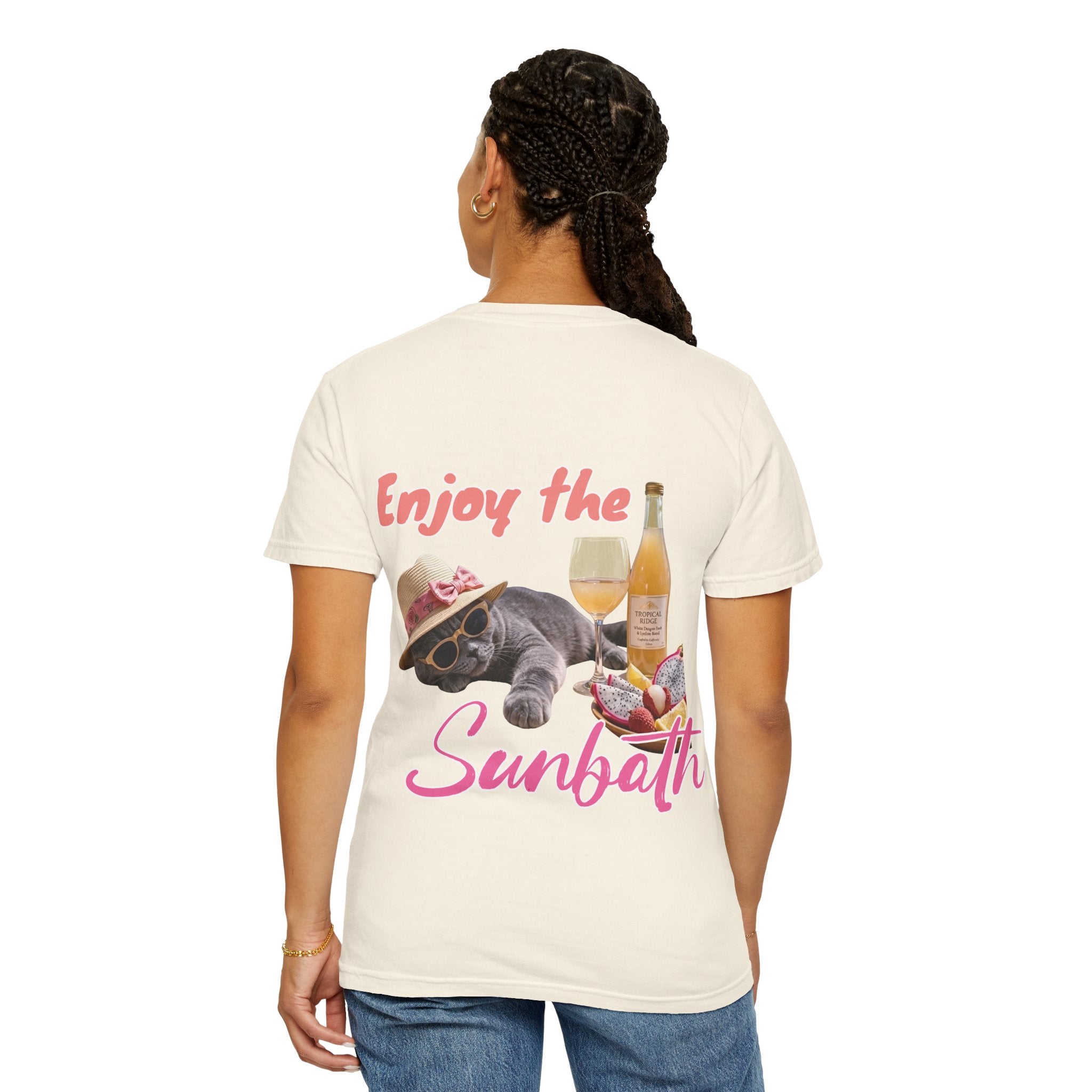 Custom Cat Vacation T-Shirt - Beach Sunbath Cat Lover Gift