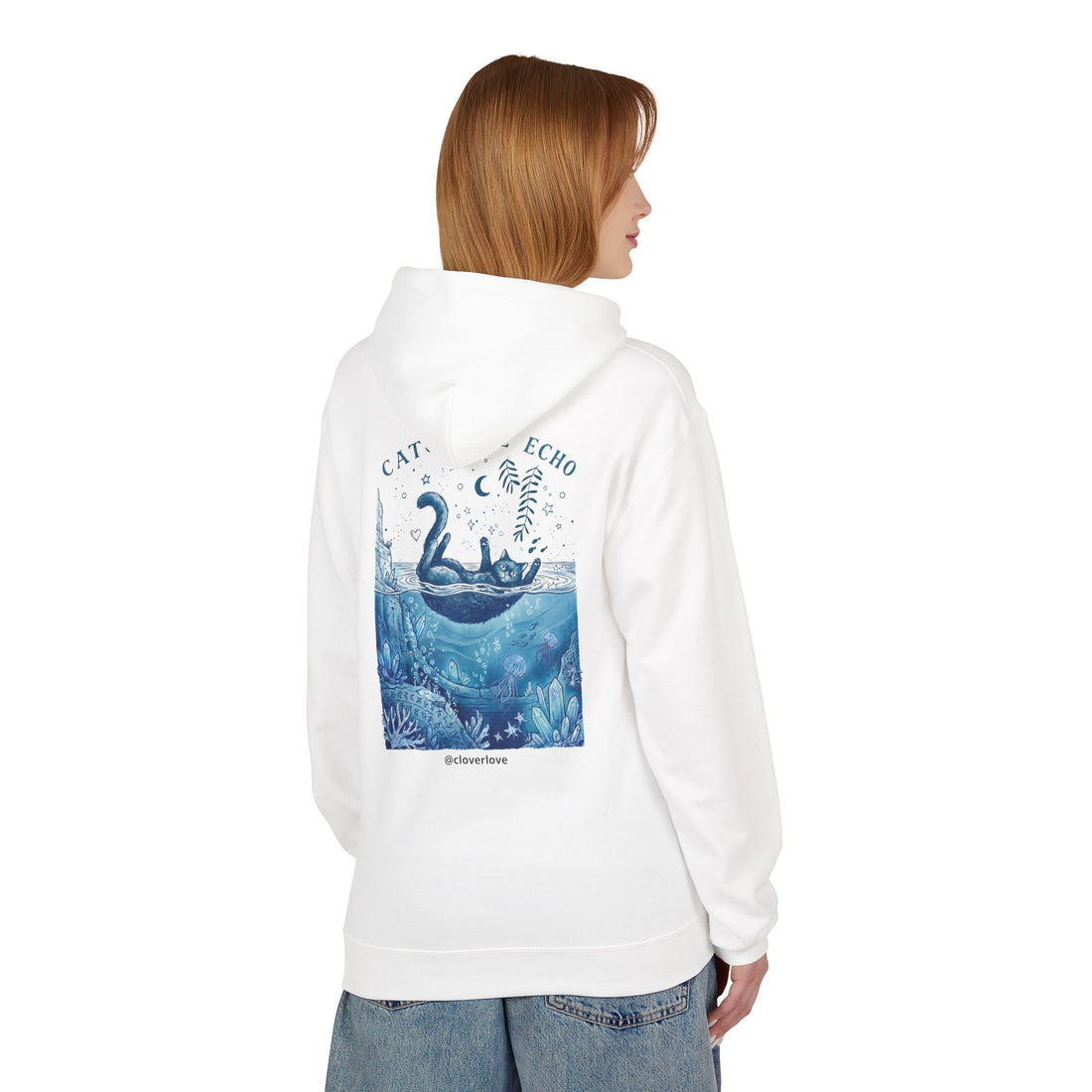 Katzen-Ozean-Abenteuer-Kapuzenpullover | Vintage Unterwasser-Grafik-Sweatshirt