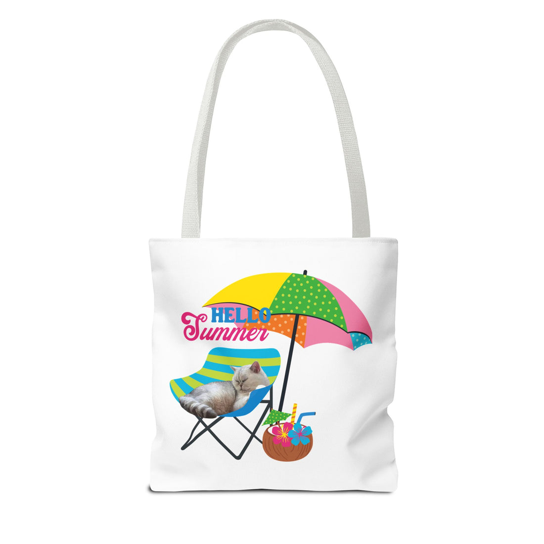 Summer Cat Tote Bag | Personalized Pet Photo Canvas Bag