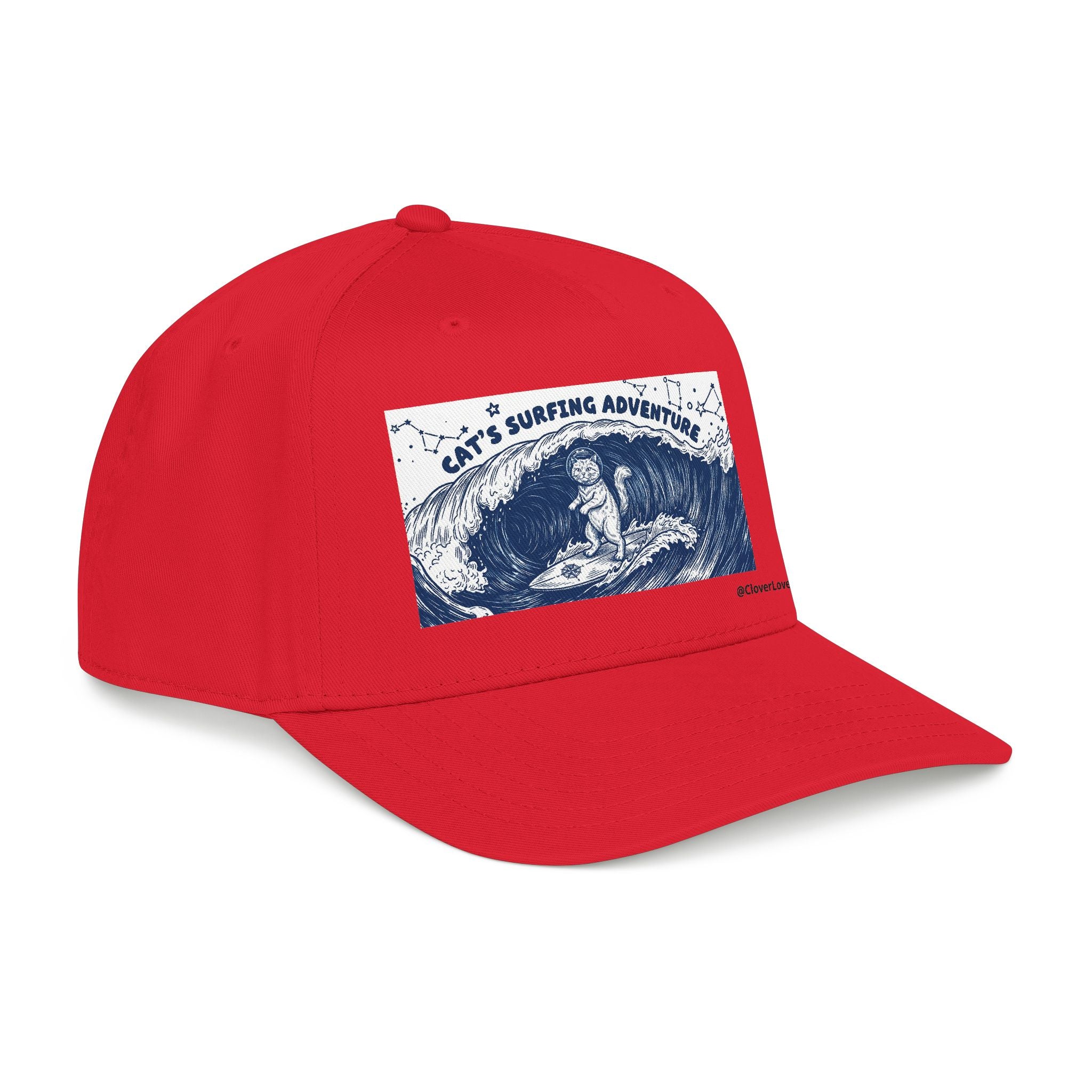 Cat Surfing Hat - Ocean Adventure Baseball Cap, Cute Cat Lover Gift