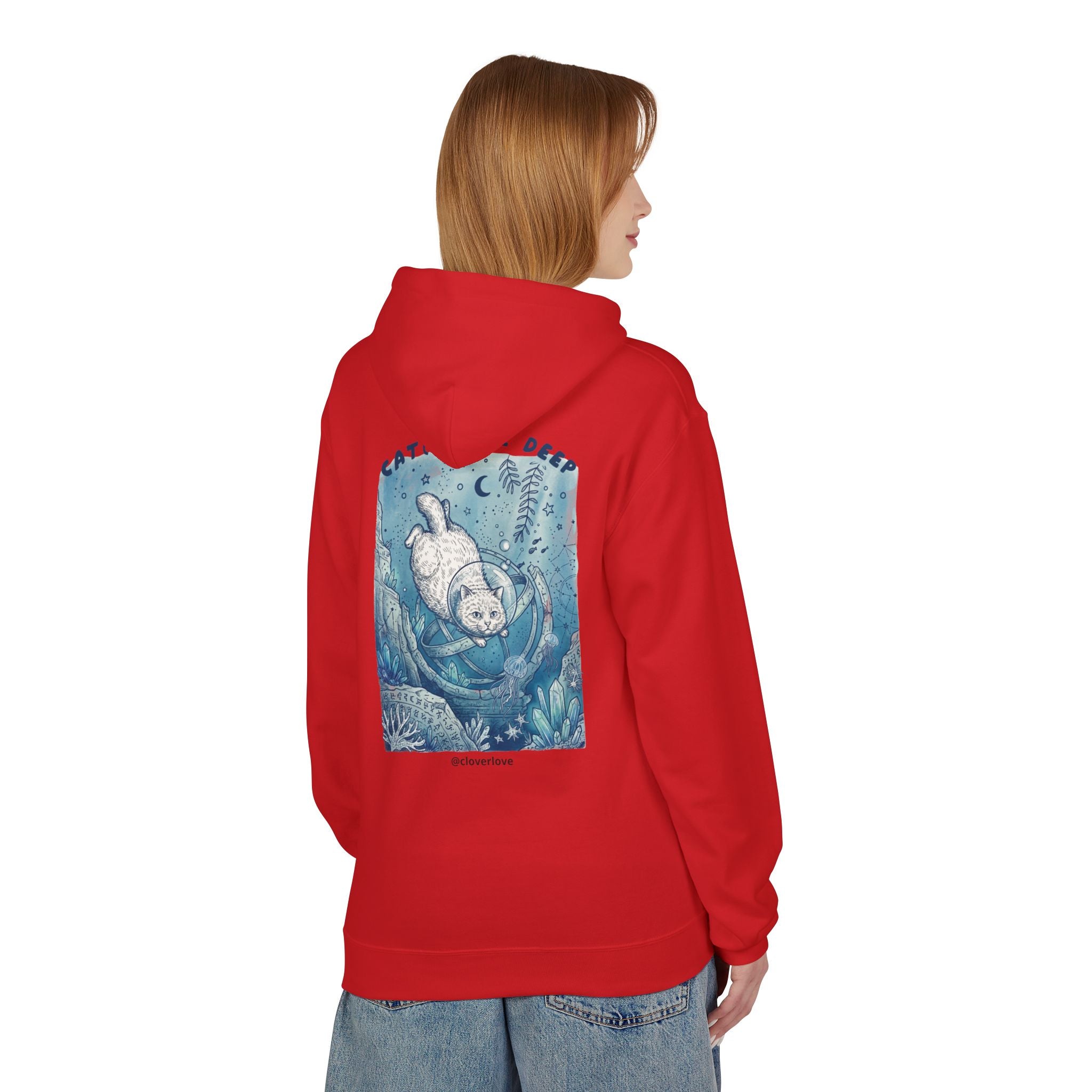 Katzen-Tiefseeabenteuer-Kapuzenpulli | Vintage Ozeanforscher Grafik-Sweatshirt