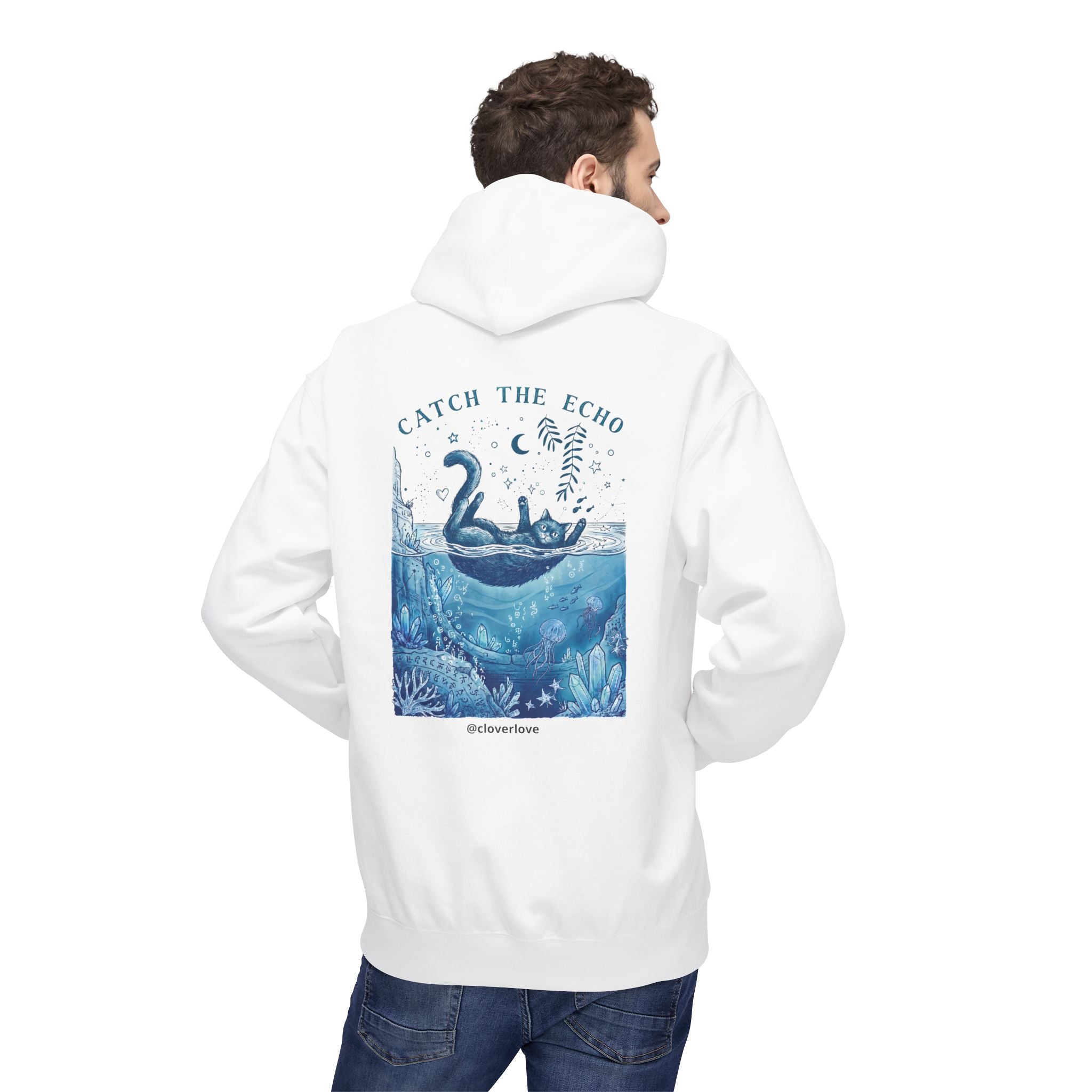 Katzen-Ozean-Abenteuer-Kapuzenpullover | Vintage Unterwasser-Grafik-Sweatshirt