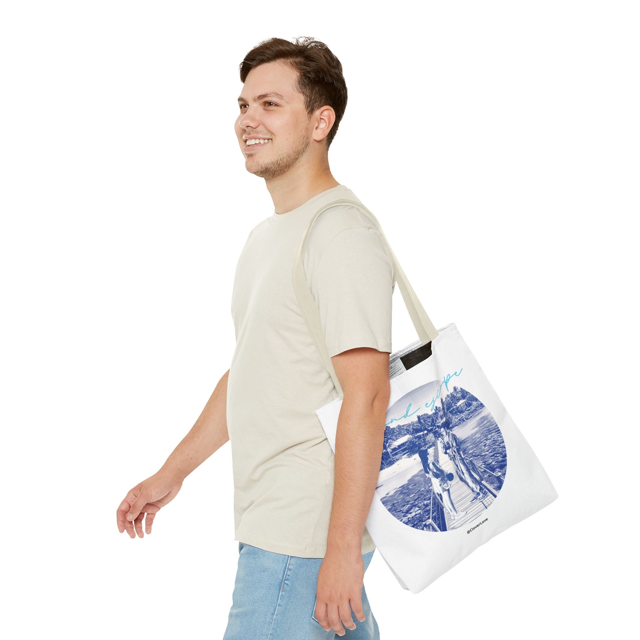 Island Escape Tote Bag | Vintage Beach Travel Canvas Bag