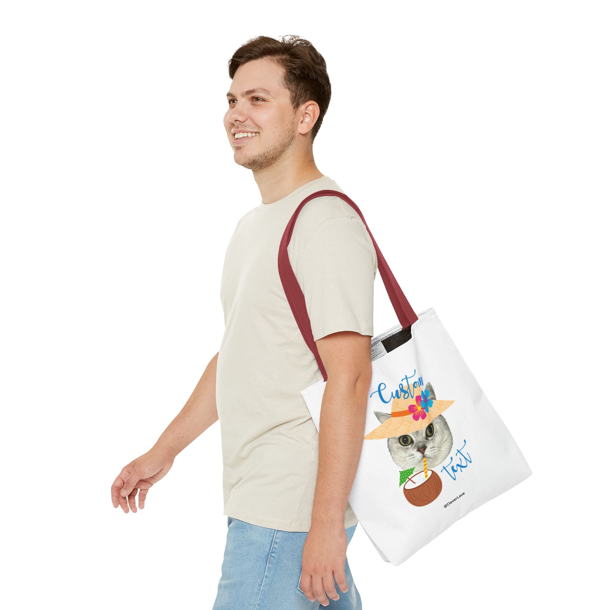Summer Cat Tote Bag | Personalized Pet Photo Canvas Bag