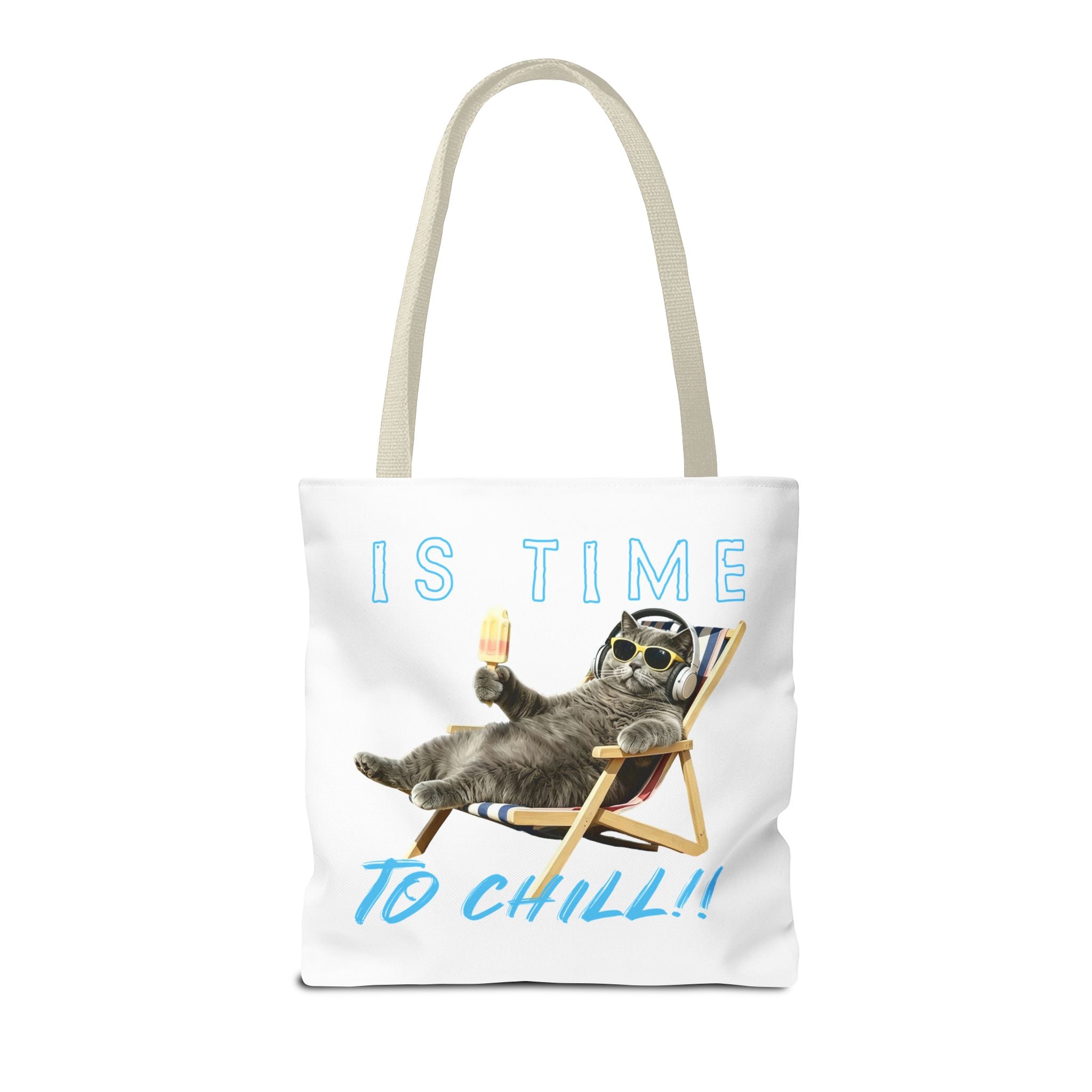 Summer Chill Cat Tote Bag | Funny Cat Lover Beach Bag