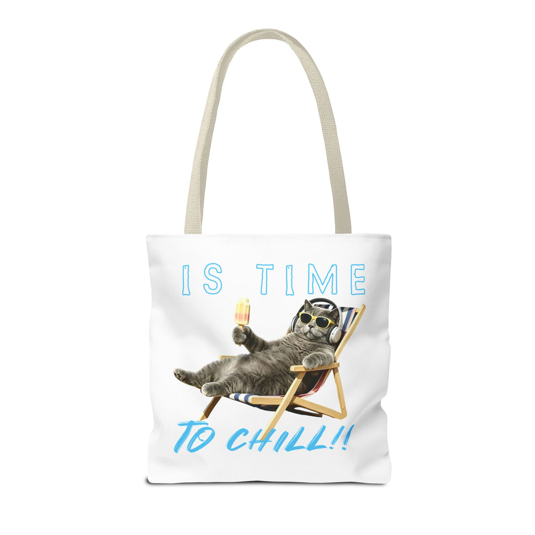 Summer Chill Cat Tote Bag | Funny Cat Lover Beach Bag