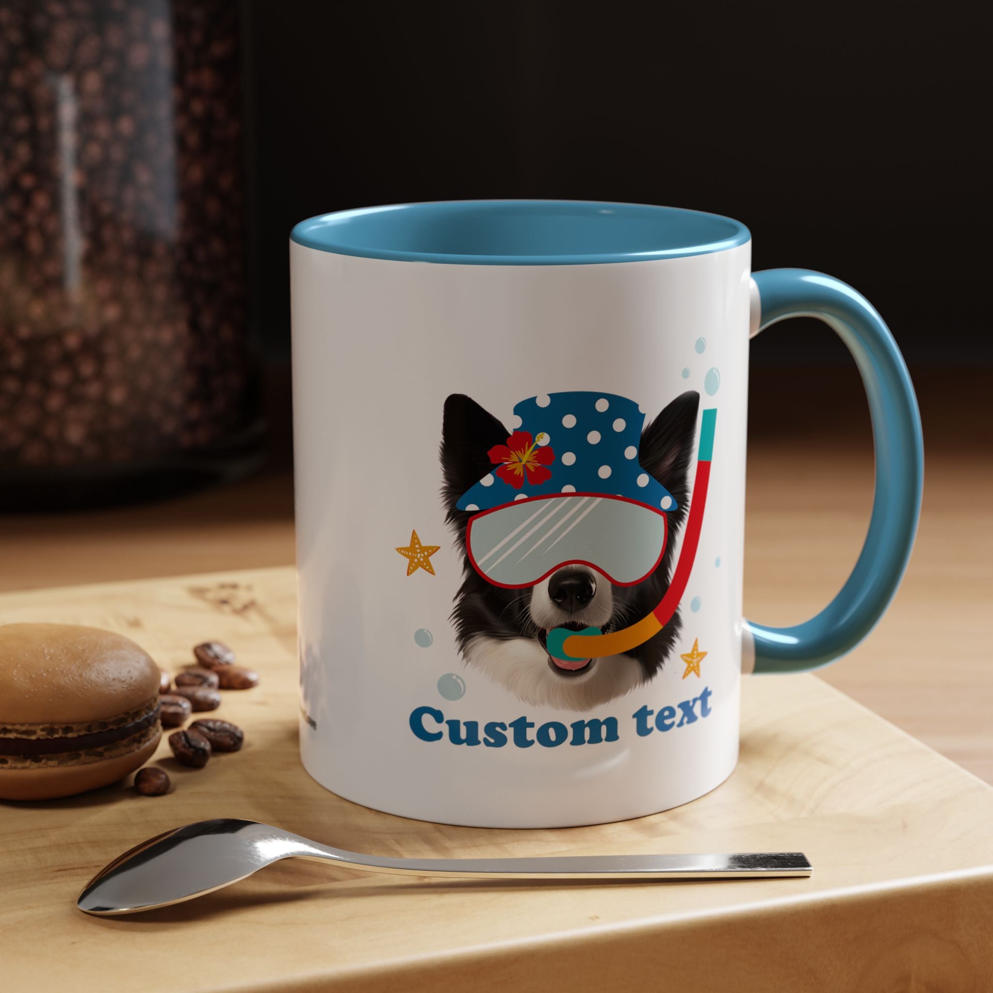 Sommer Tauchhund Tasse | Personalisierte Hundefoto Kaffeetasse mit individuellem Text