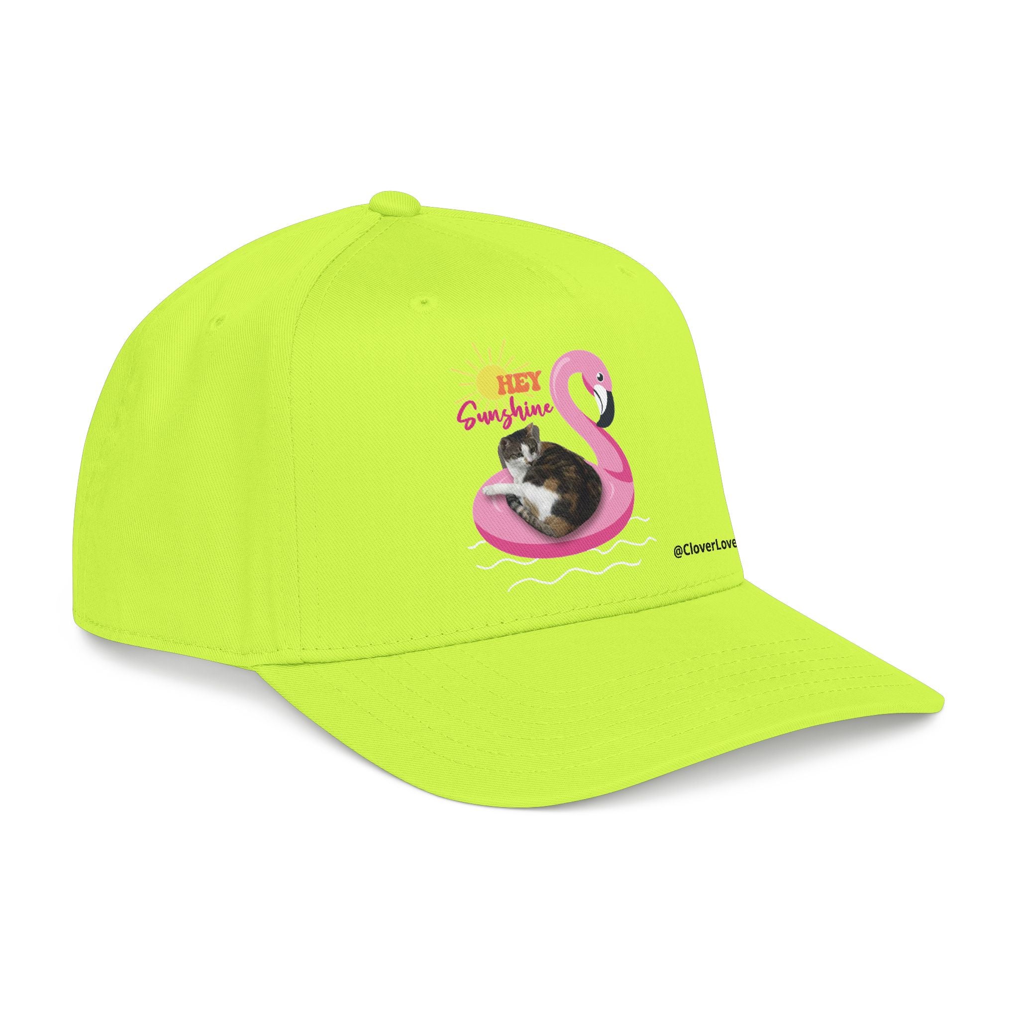 Summer Cat Lover Hat | Cute Flamingo Cat Baseball Cap With Sunshine Design