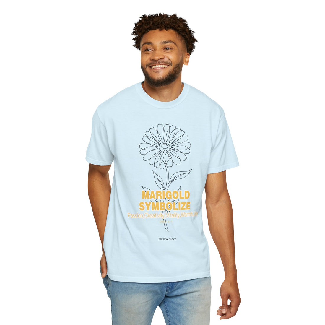 Marigold Flower T-Shirt - Botanical Graphic Shirt for Flower Lovers