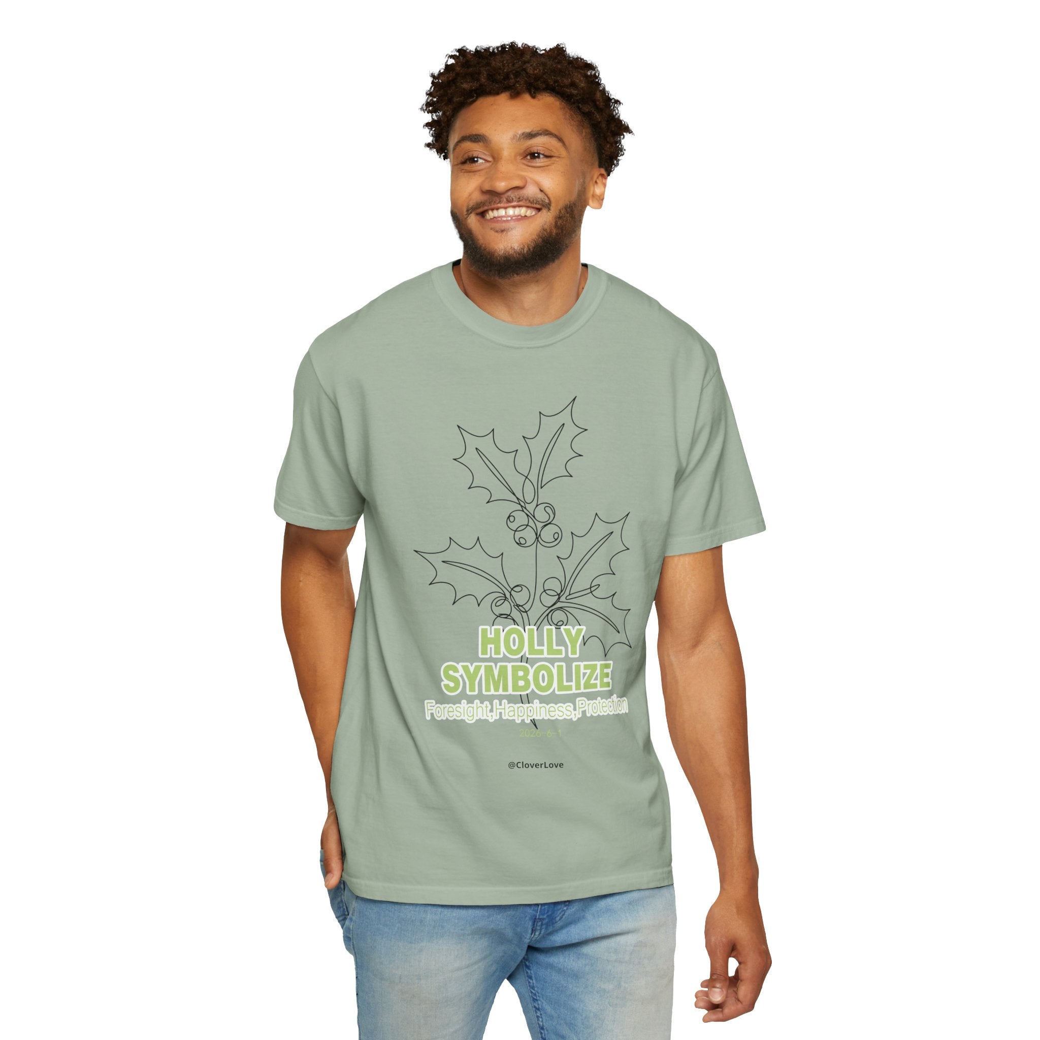 Holly Botanical T-Shirt - Winter Floral Graphic Shirt for Nature Lovers