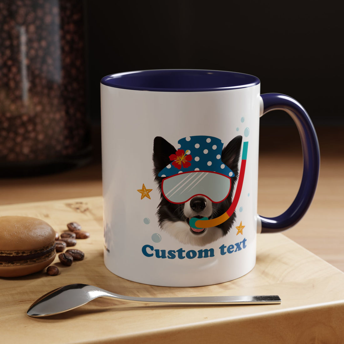 Sommer Tauchhund Tasse | Personalisierte Hundefoto Kaffeetasse mit individuellem Text