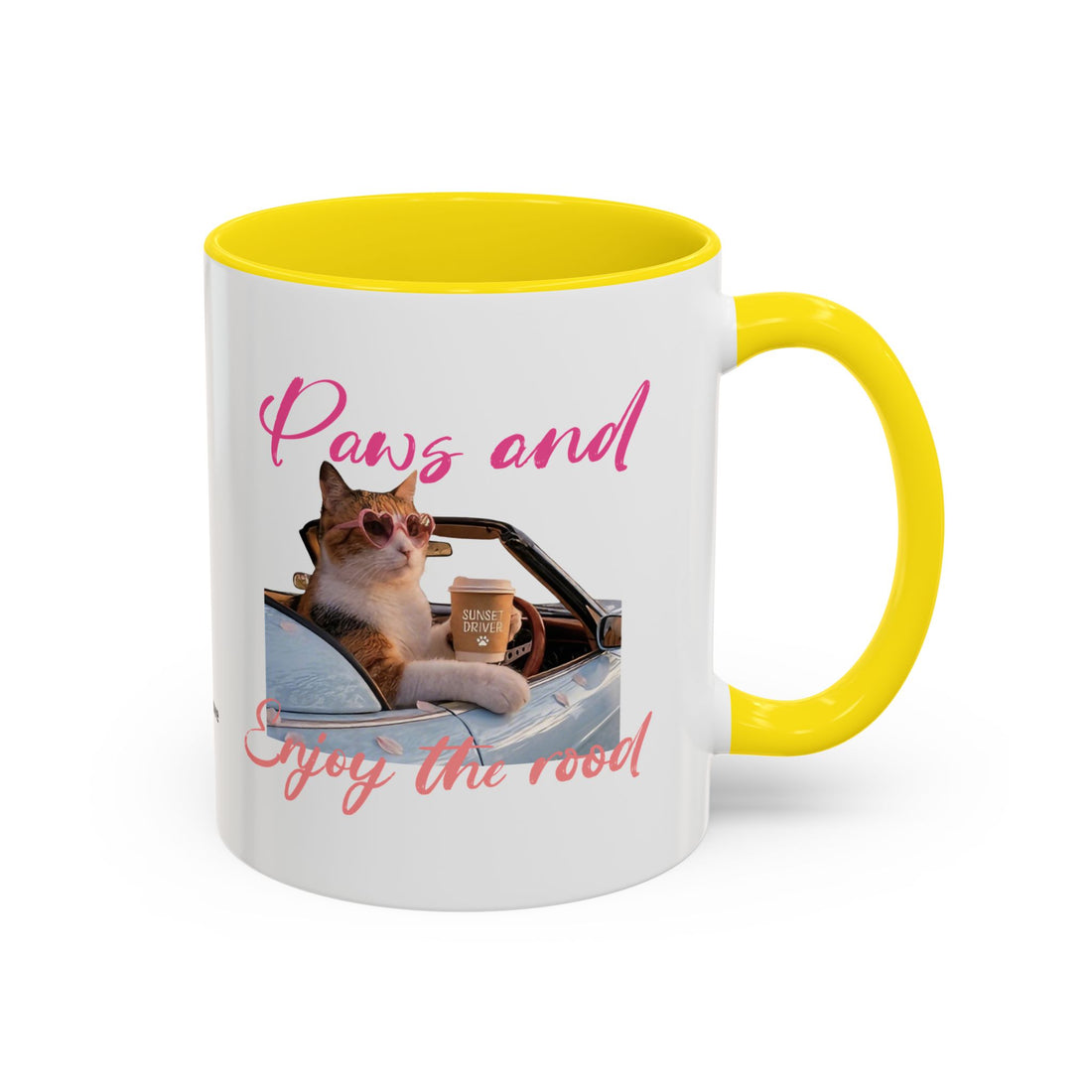 Road Trip Cat Mug | Personalized Summer Cat Coffee Cup With Custom Text