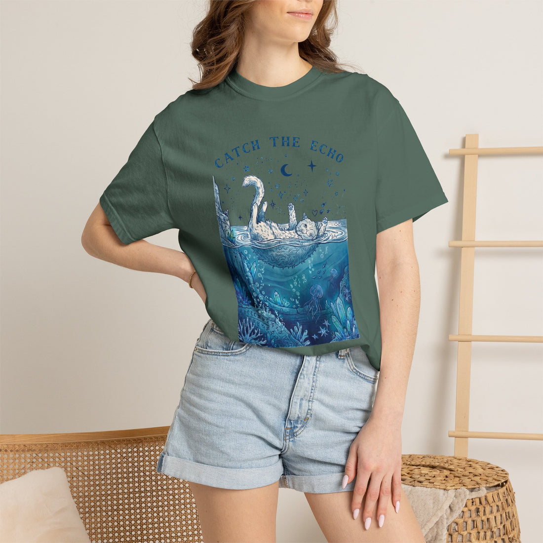 Catch The Echo Cat T-Shirt - Vintage Fantasy Animal Shirt for Cat Lovers