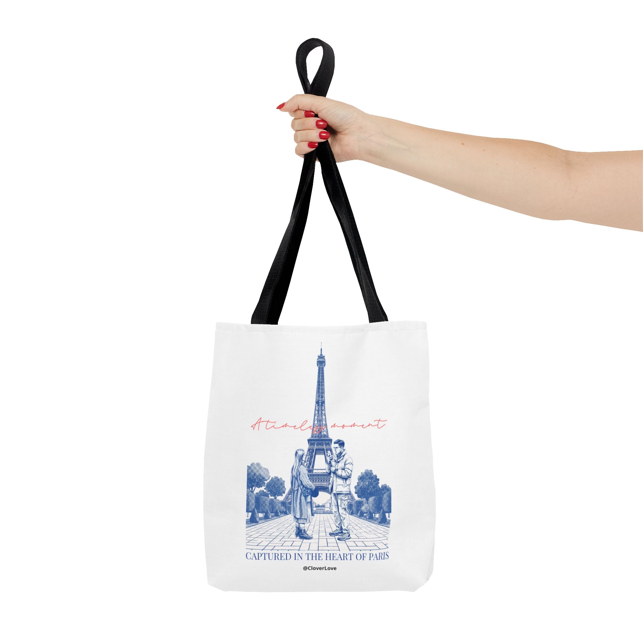 Paris Travel Tote Bag | Vintage Eiffel Tower Couple Canvas Bag