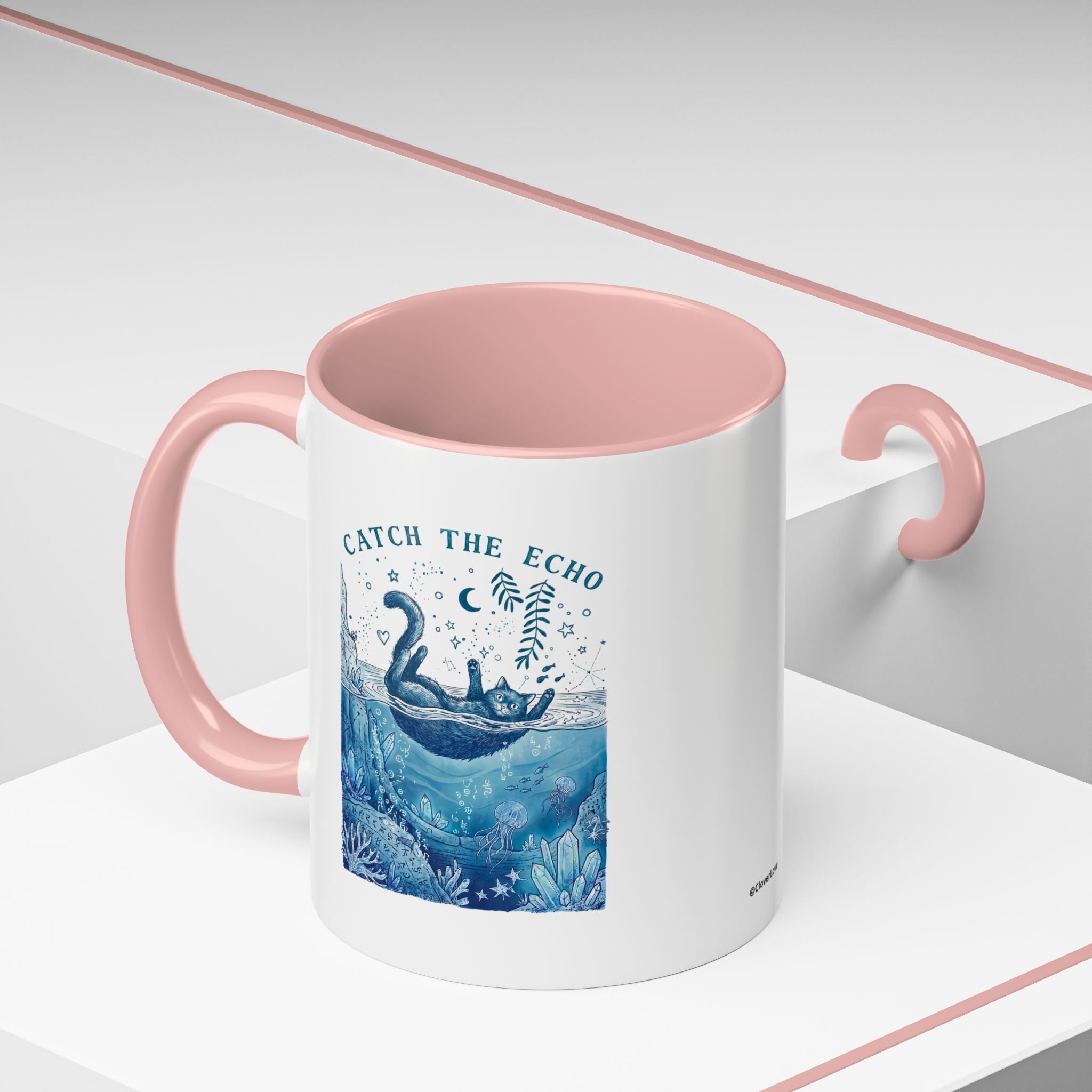 Cat's Ocean Echo Mug - Cute Underwater Cat Lover Coffee Cup